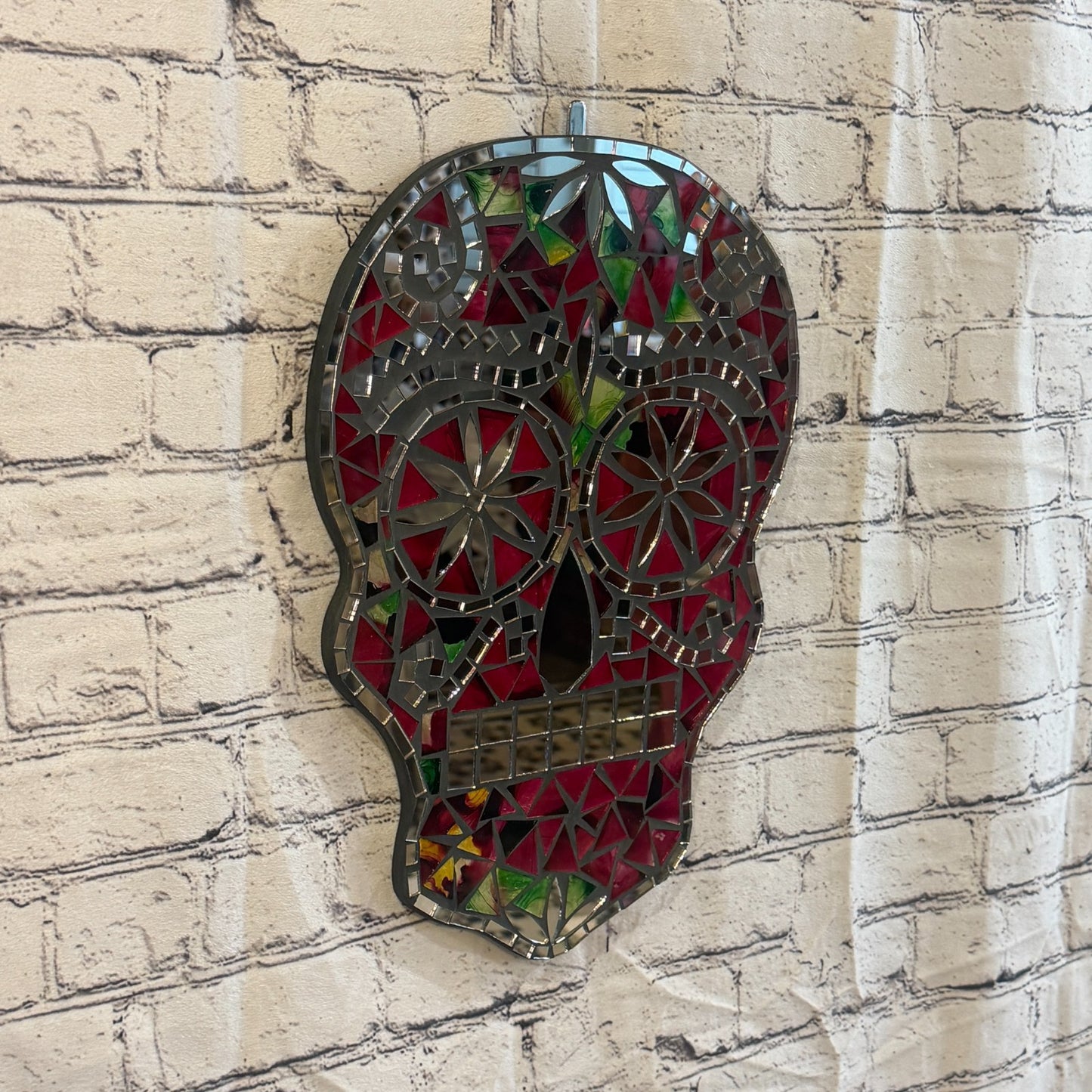 Red Skull Mosaic Tile Wall Mirror 40cm x 28cm 16 Inches Handmade New1