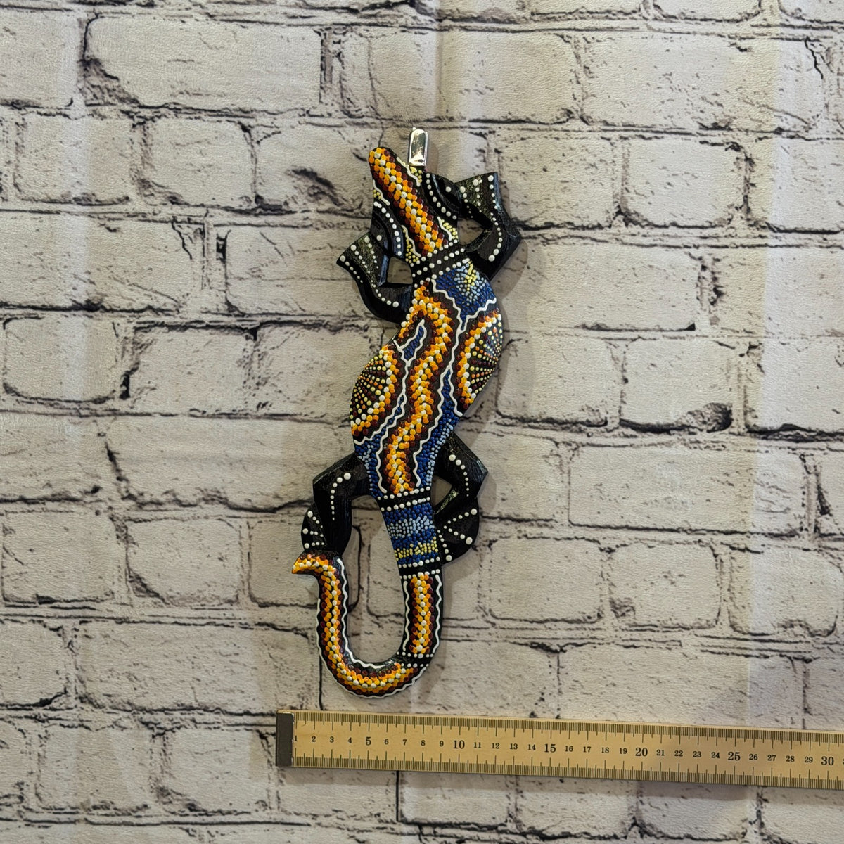 30cm Gecko Carved Wooden Dot Painted Ethnic Tribal Tiki Wall Art No 5 New3