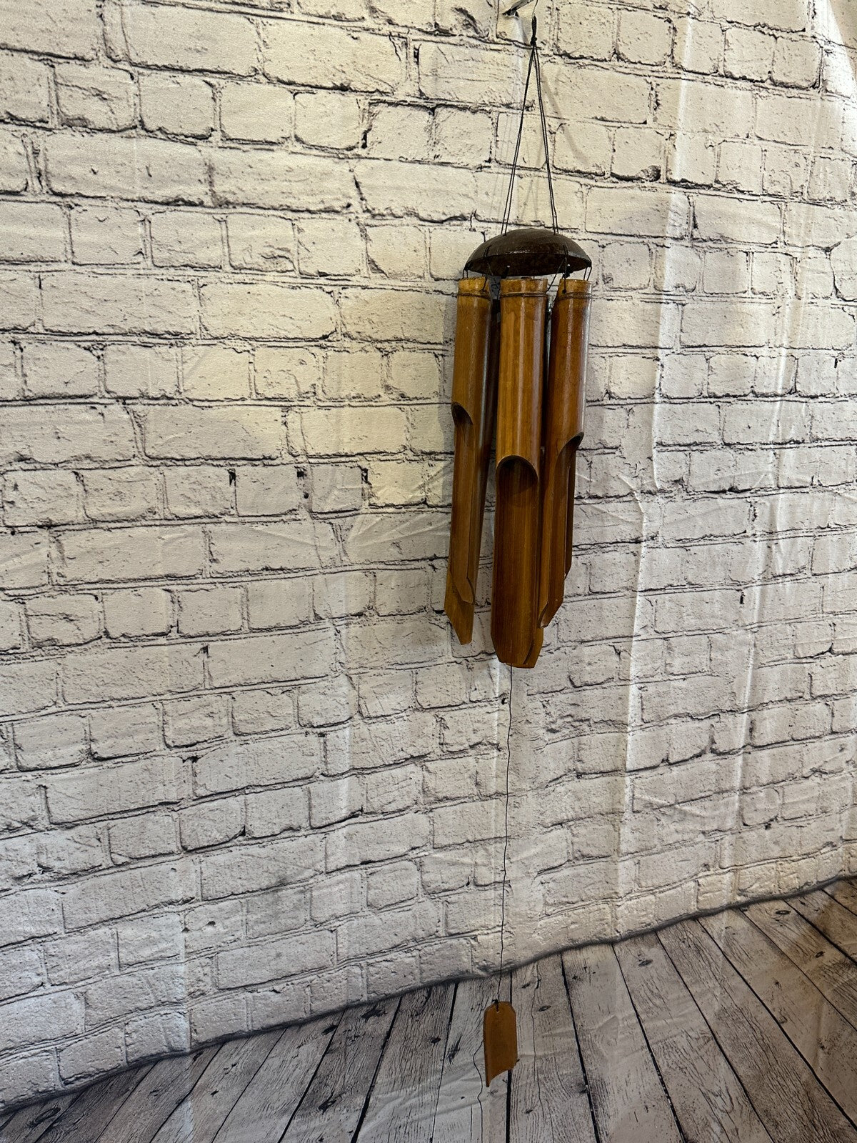 Coconut Bamboo Windchime Plain 40cm Garden Gift Summer Handmade Chimes1