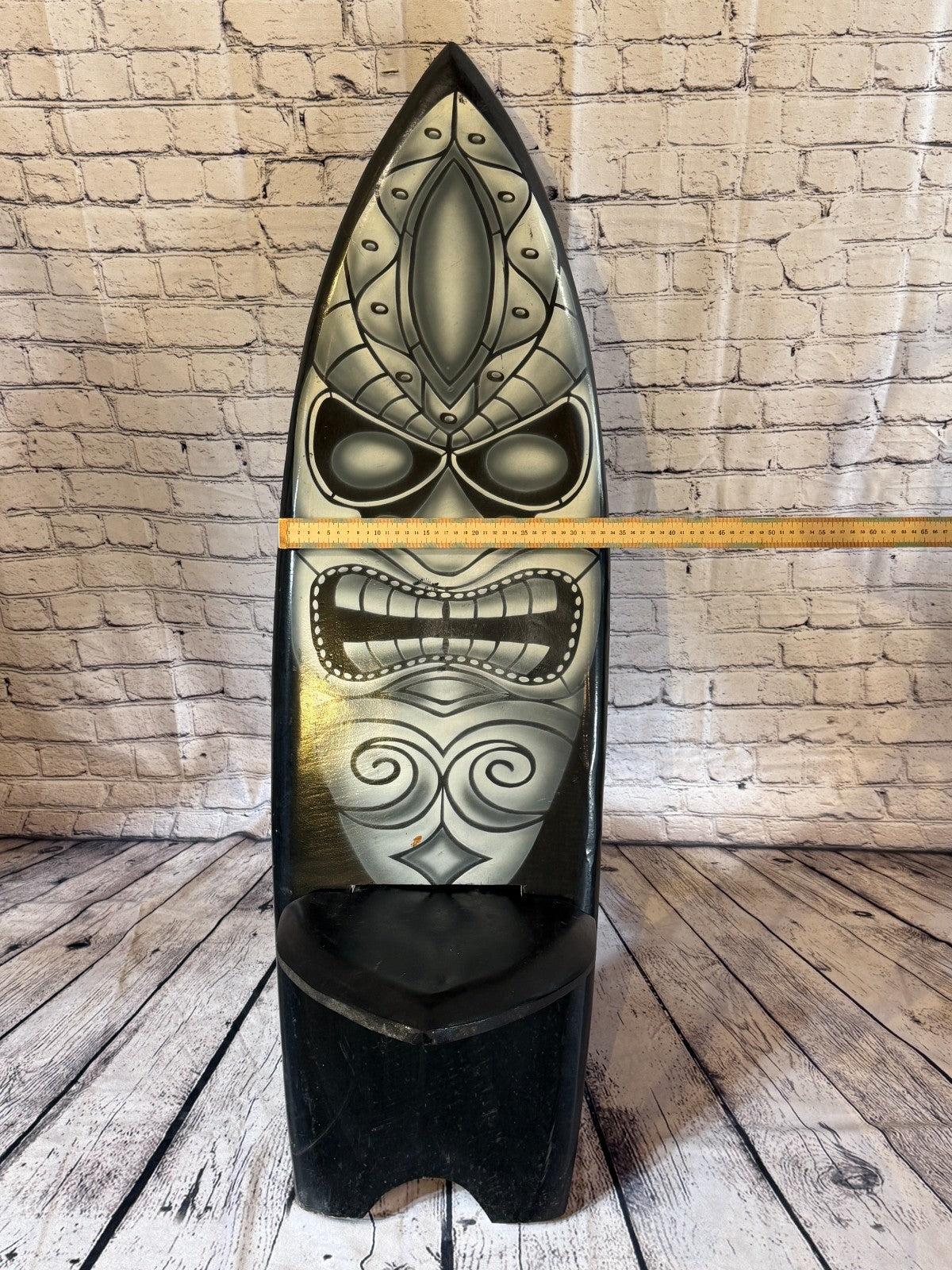 120cm Tiki Surf Board Shape African Birthing Chair Hand Carved Wooden Tribal5
