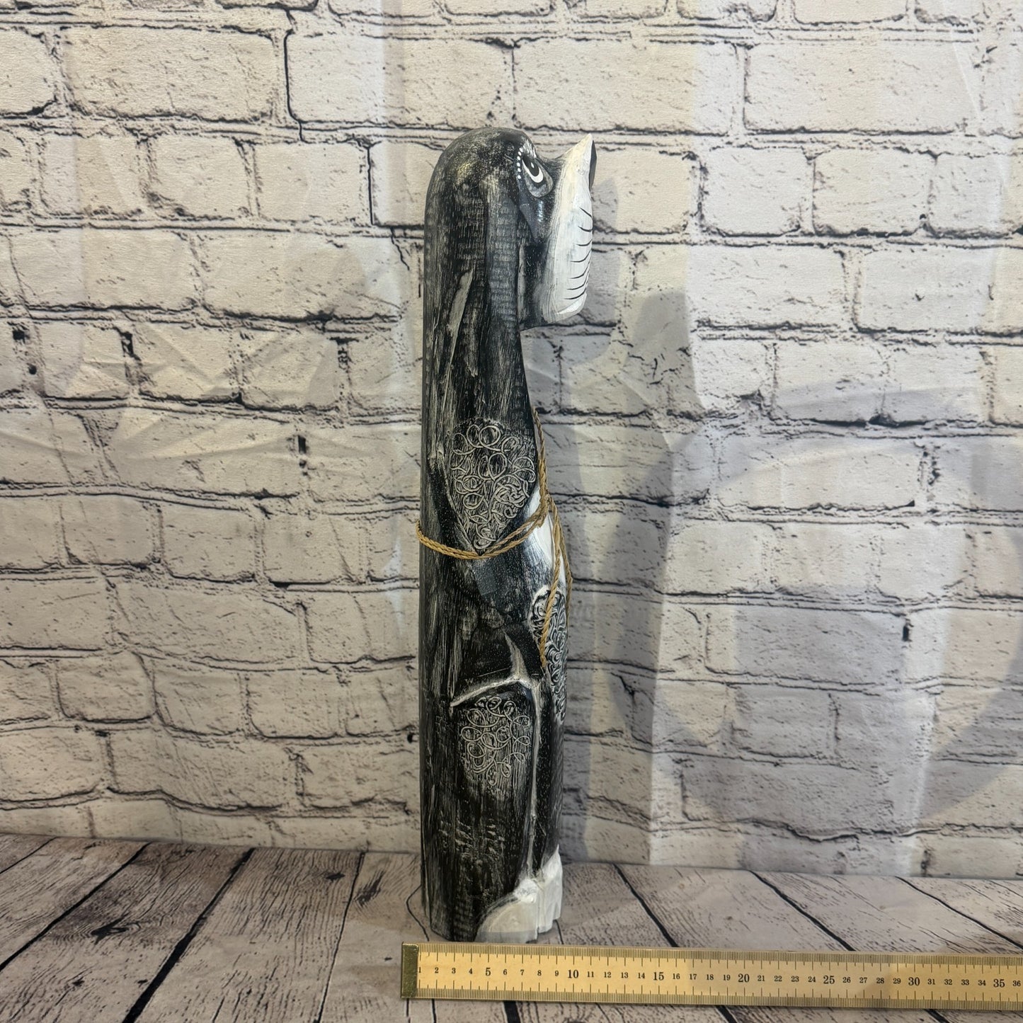 50cm Grey Wooden Shabby Dog Statue Ornament Fair Trade Handcarved7