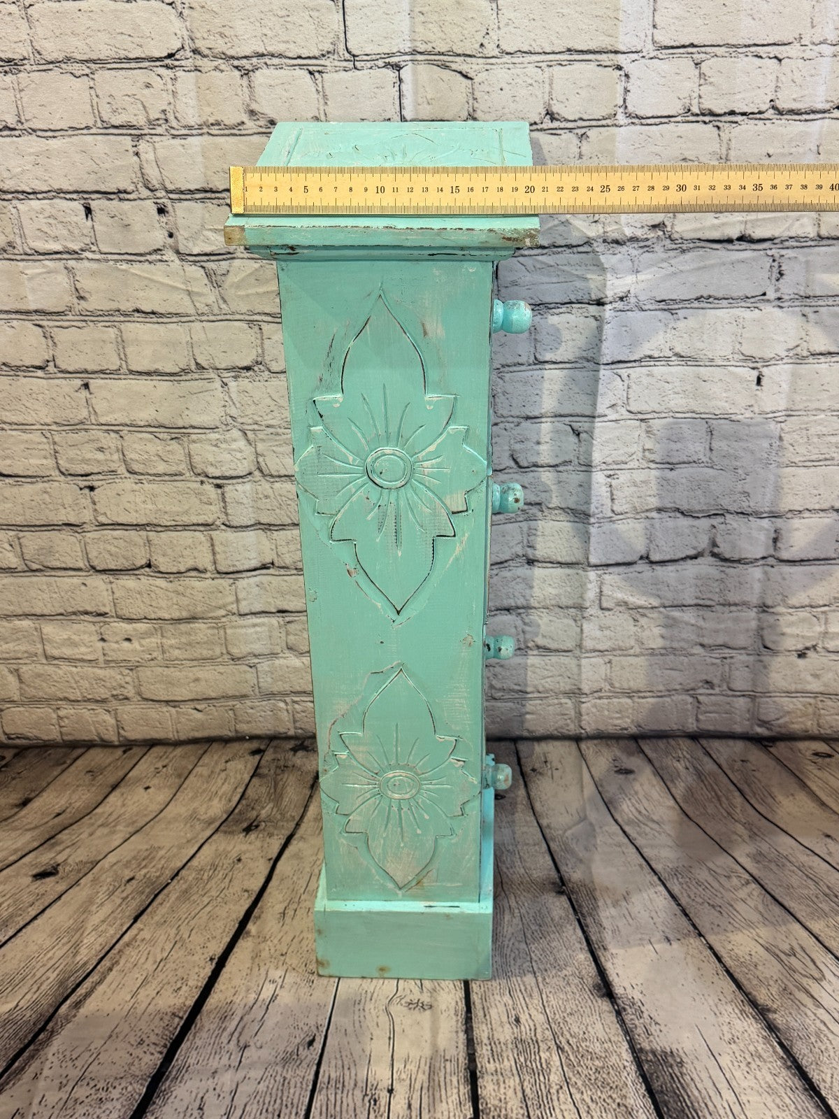 80cm x 25cm Blue 4 Draw Pillar Wooden Side Cabinet Living Storage Furniture8