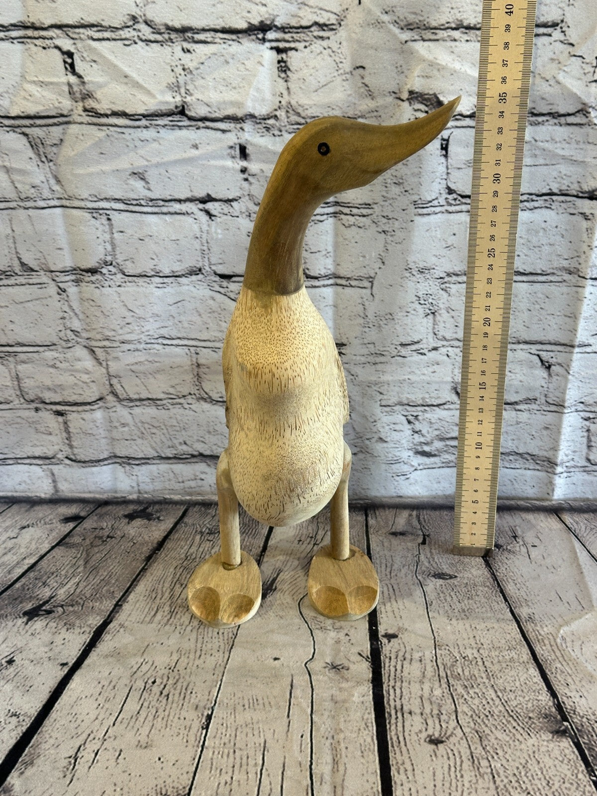 Looking Left 40cm Tall Wooden Hairy Duckling Baby Duck Bamboo Root Fairtrade6