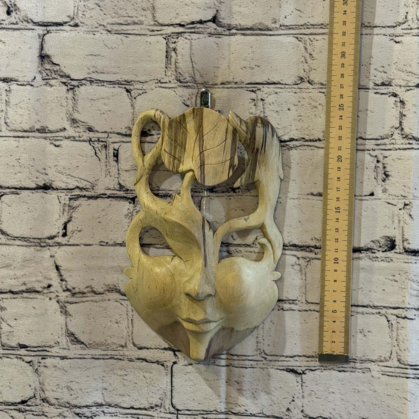 Wooden Soulmate Mask Wall Art Hibiscus Wood Hand Carved Fair Trade Design 24