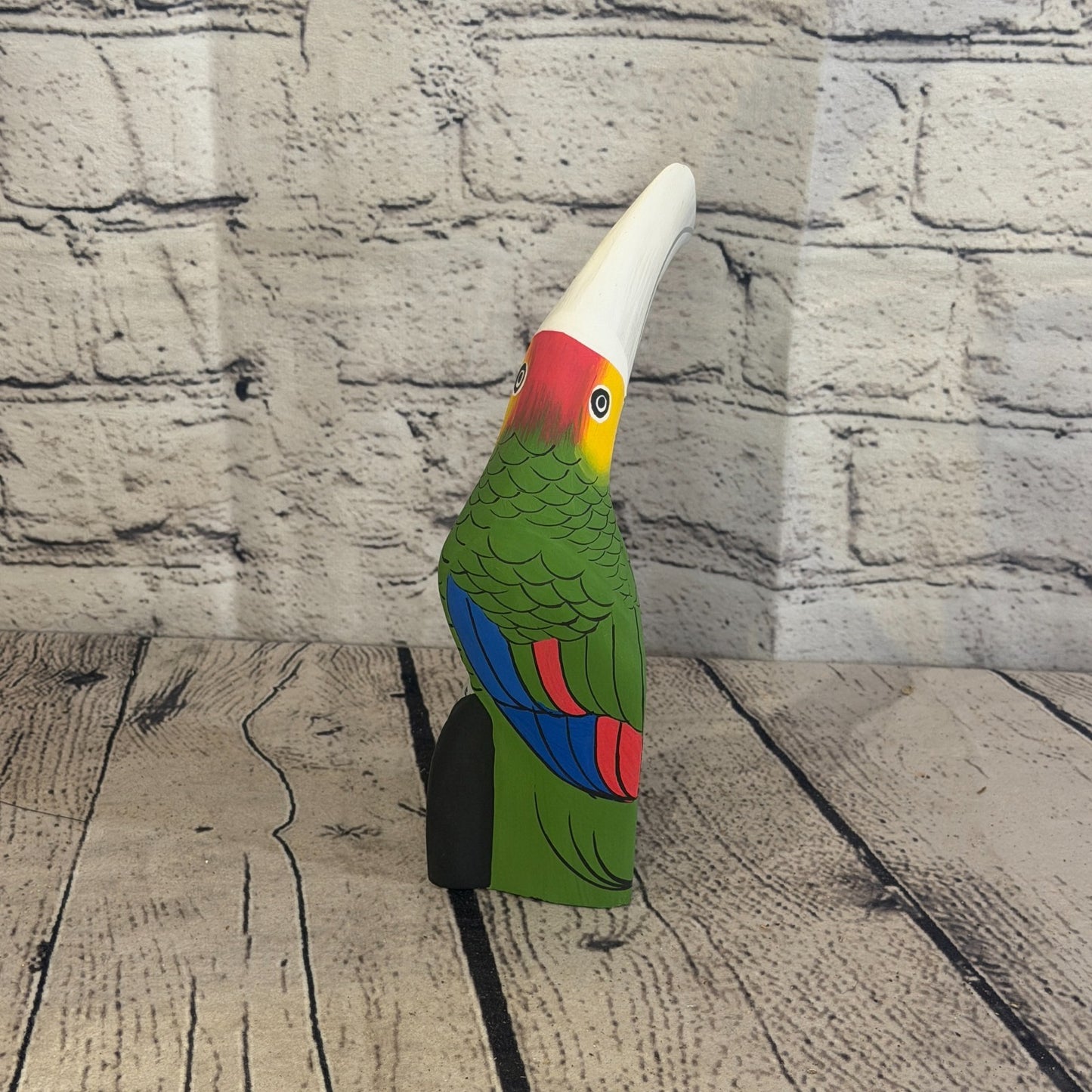 15cm Bright Green Toucan Bird Ornament Statue Fair Trade Hand Made Carved Wood5