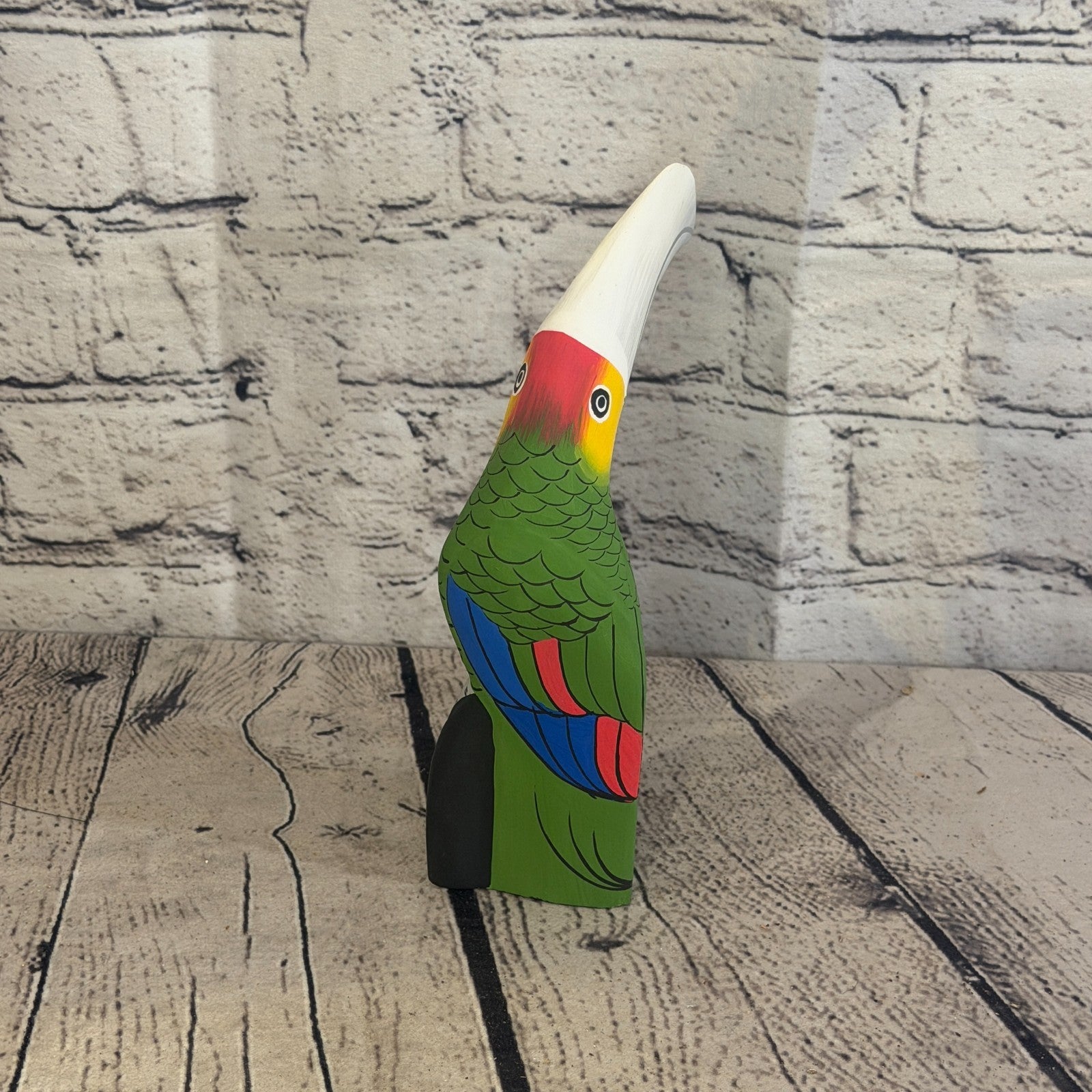 15cm Bright Green Toucan Bird Ornament Statue Fair Trade Hand Made Carved Wood5