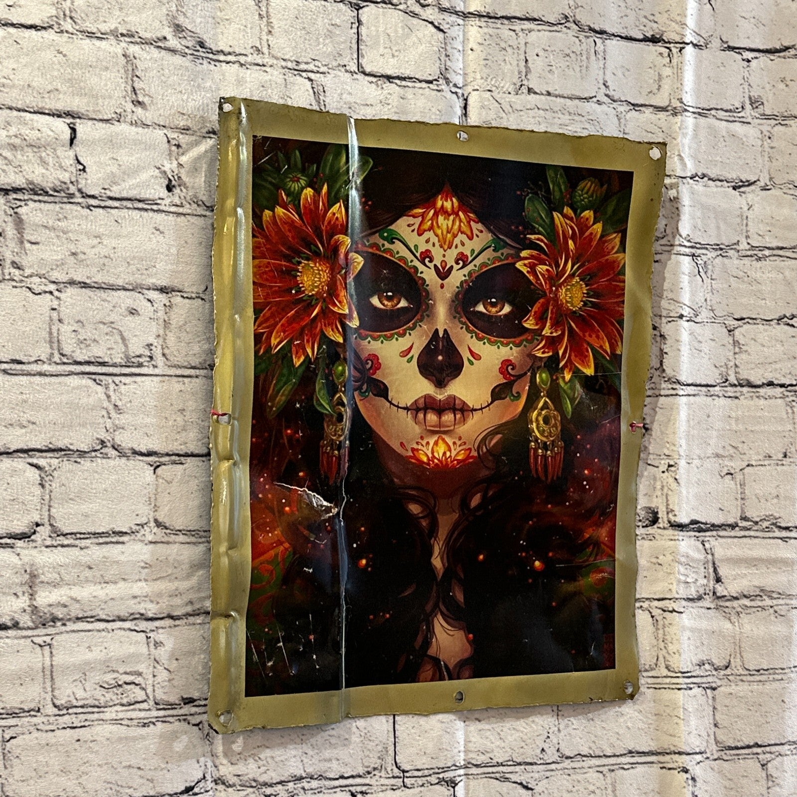 Day Of The Dead Lady Art Advert Wall Plaque 42cm x 36cm Vintage Retro Tin Sign1