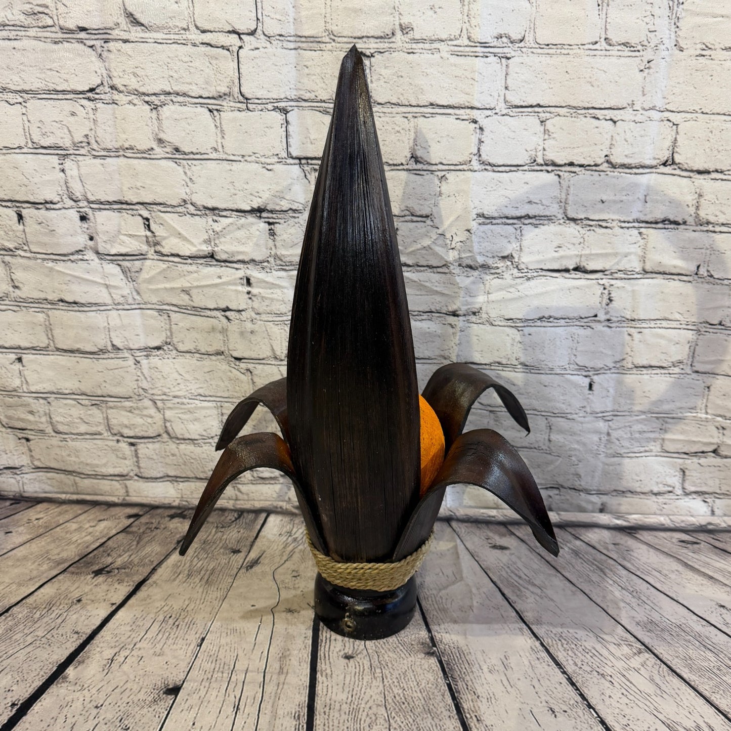 Orange Light Brown Natural 55cm Tall Leaf Lamp Twist LED UK Mains Plug Design 14