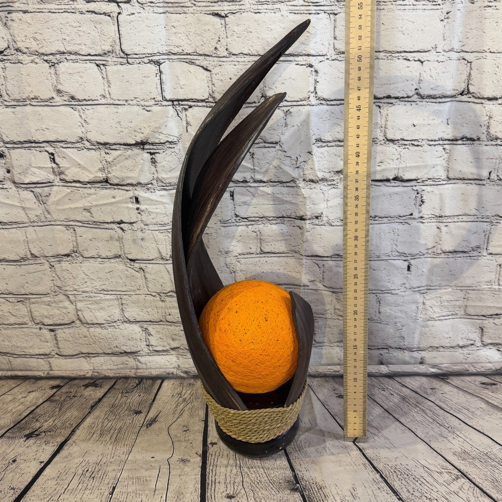 Orange Light Brown Natural 55cm Tall Leaf Lamp Twist LED UK Mains Plug Design 65