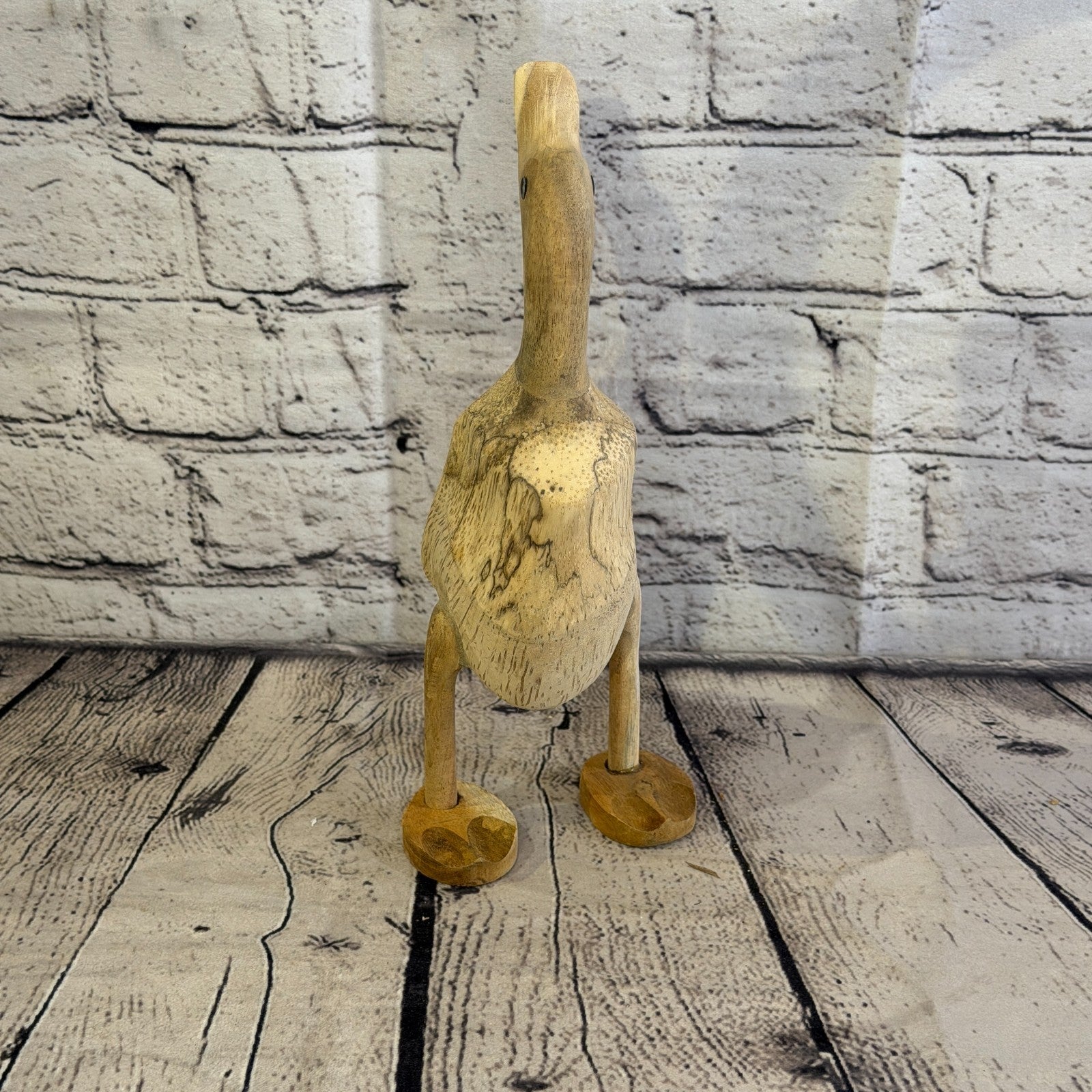 Looking Back 25cm Tall Wooden Smooth Duckling Baby Duck Bamboo Root Fairtrade5