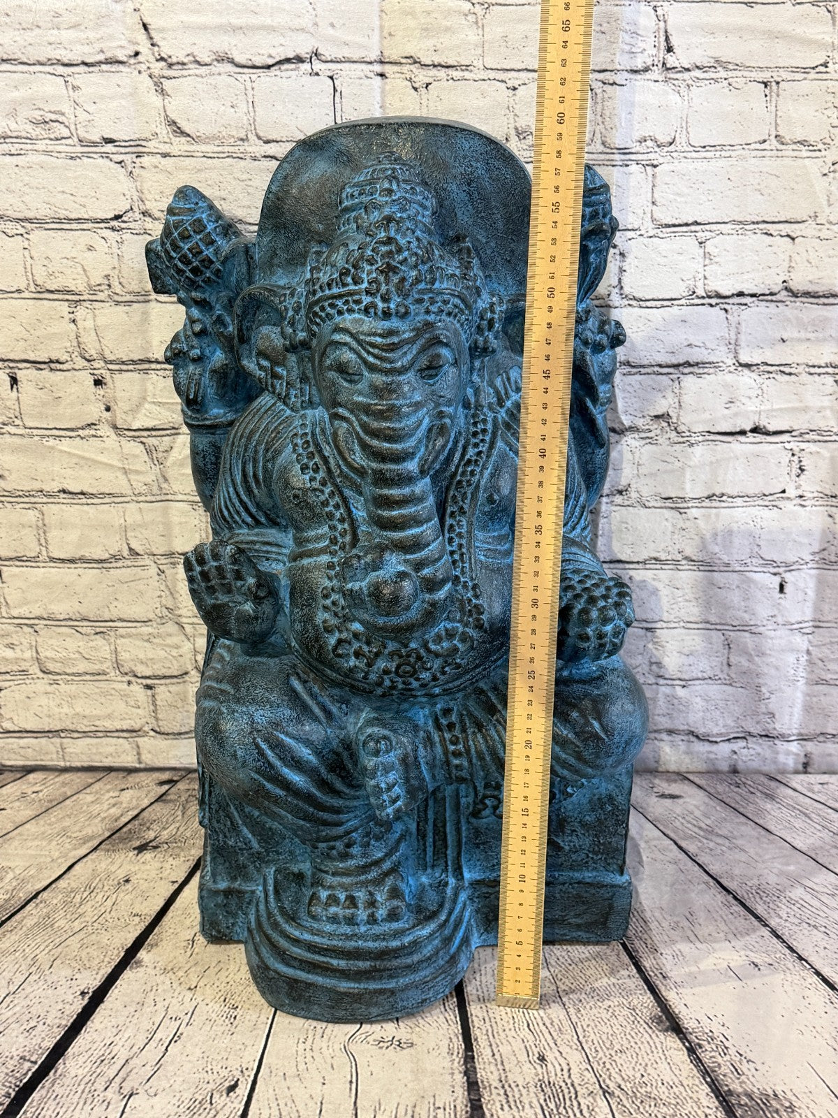 Blue 60cm x 35cm Thai Ganesha God On Base Hollow Statue Resin Hindu5
