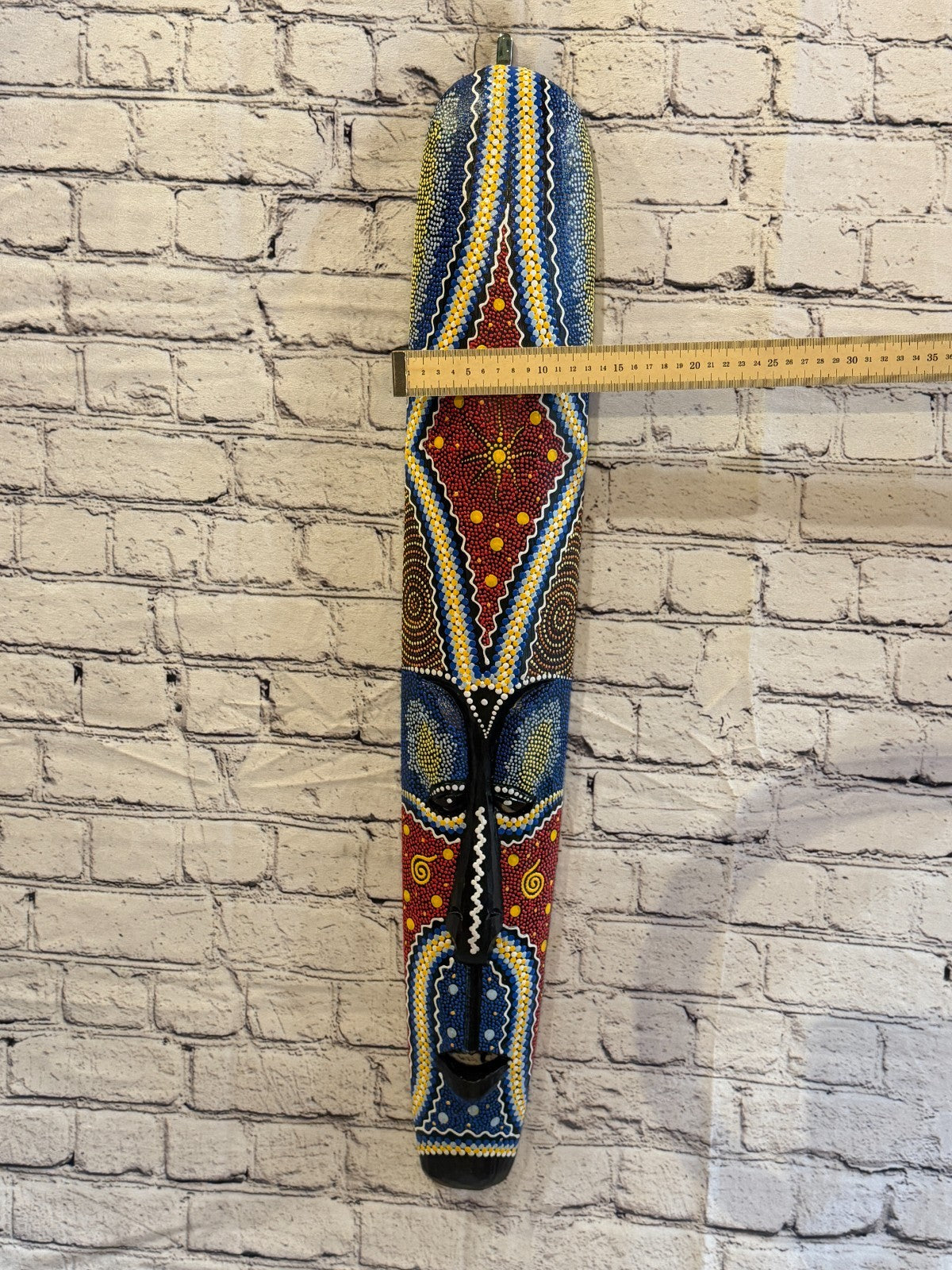 80cm Mask Carved Wooden Dot Painted Ethnic Tribal Tiki Wall Art No 1 New3