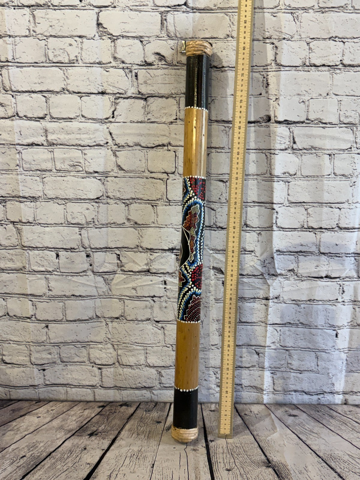 80cm Hand Painted Bamboo Rainstick Shaker in Aboriginal Style Design Instrument2