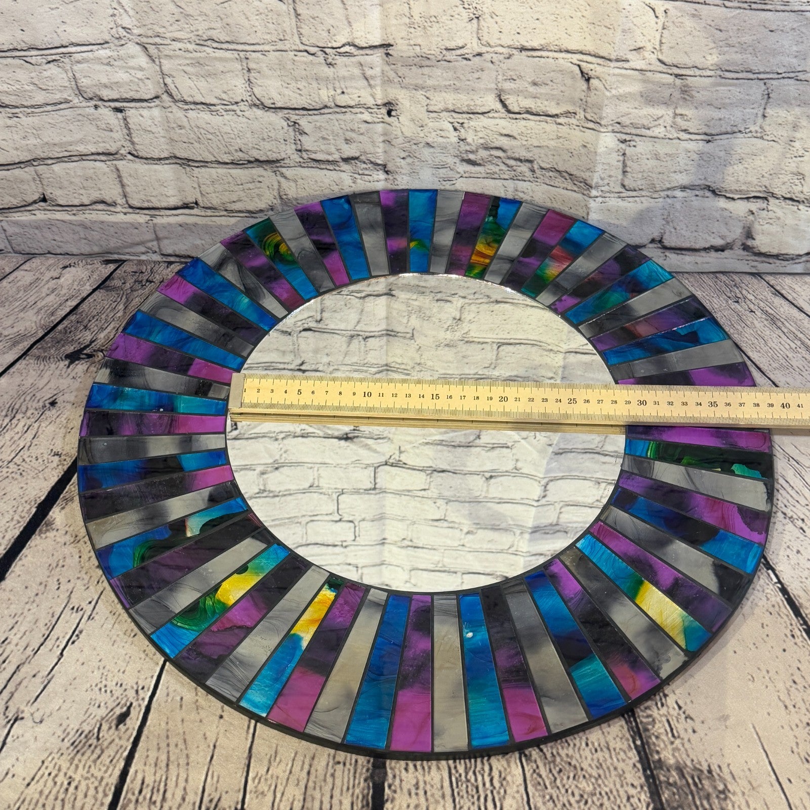 Blue Purple Line Black Mosaic Tile Wall Mirror 50cm x 50cm 20 Inches Handmade6