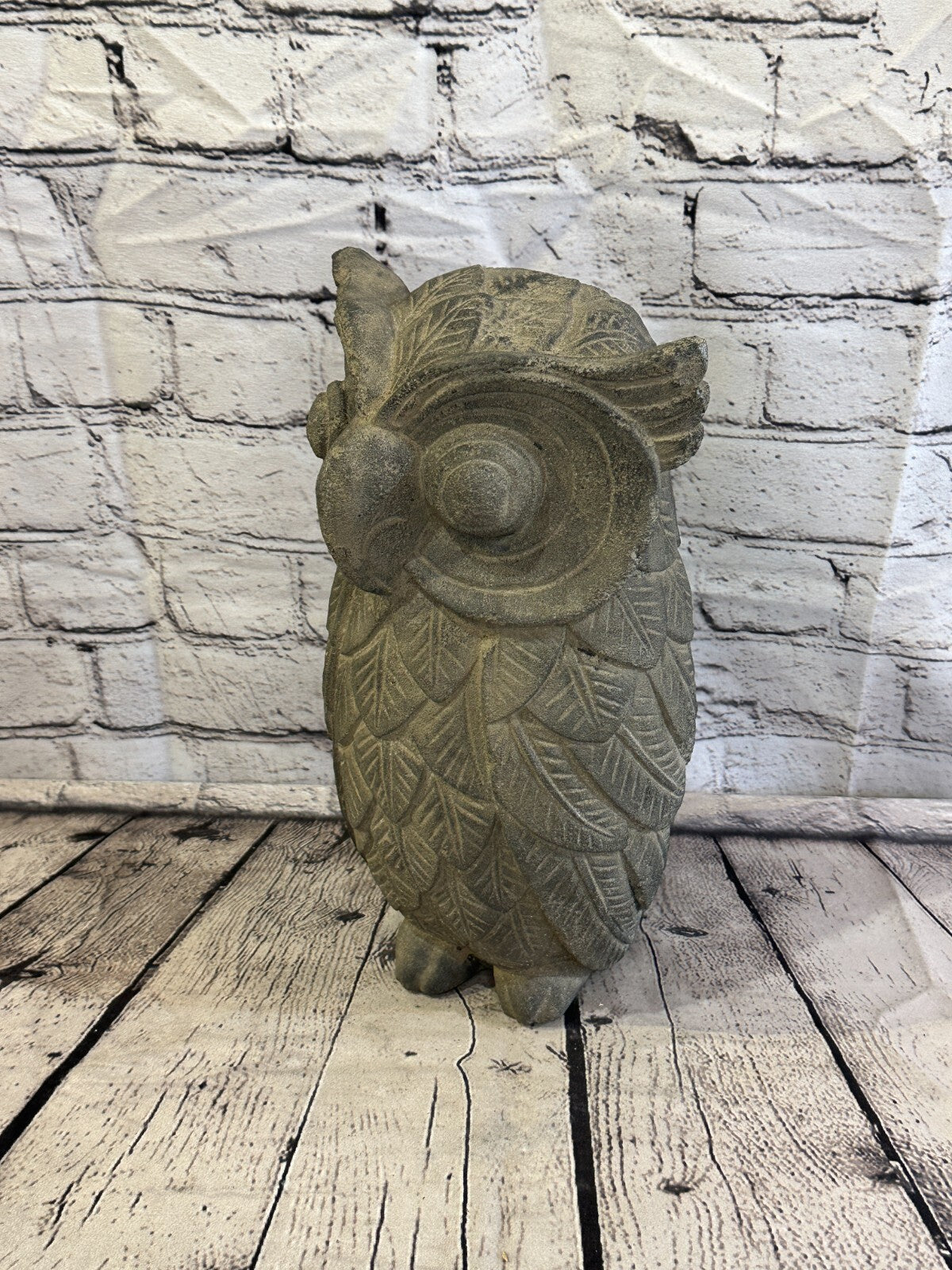 Barn Owl Stone Garden 30cm x 18cm Ornament Outdoor Indoor Statue Hindu1