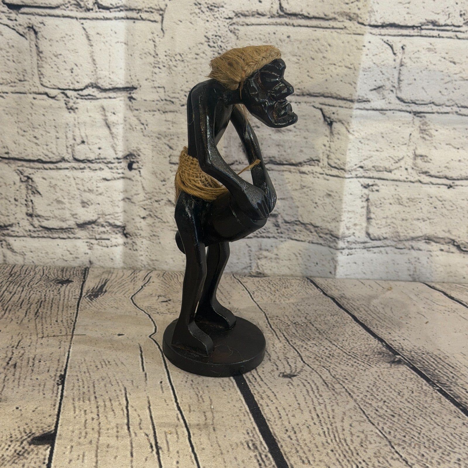 20cm Standing Drummer African Tribal Warrior Man Figure Statue Wood Hand Carved2