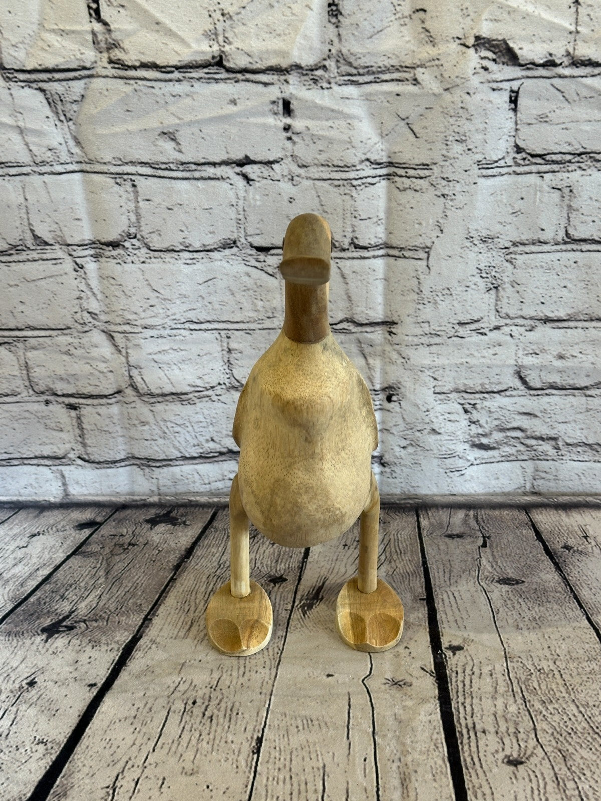 Looking Forward 30cm Tall Wooden Hairy Duckling Baby Duck Bamboo Root Fairtrade2