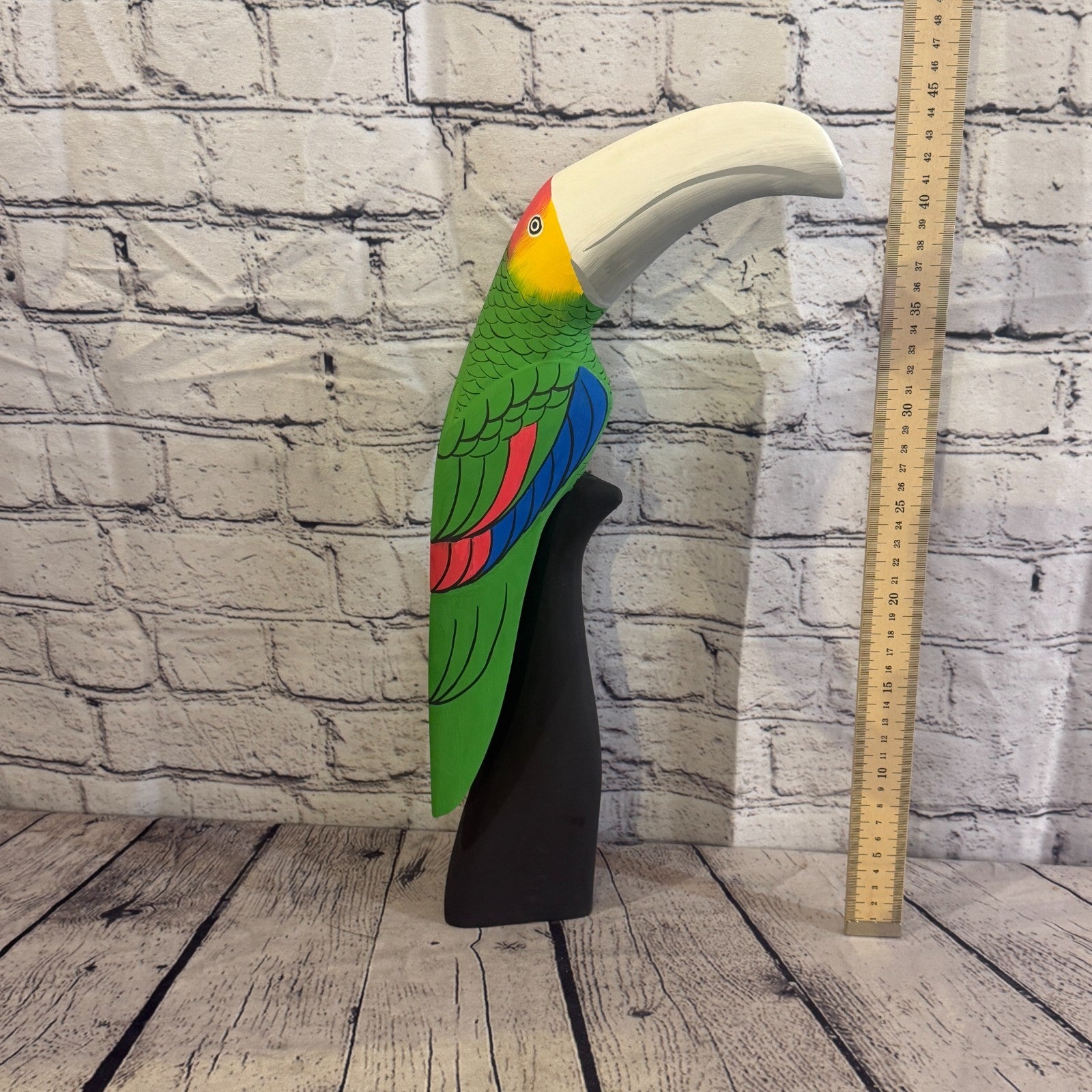 40cm Bright Green Toucan Bird Ornament Statue Fair Trade Hand Made Carved Wood6