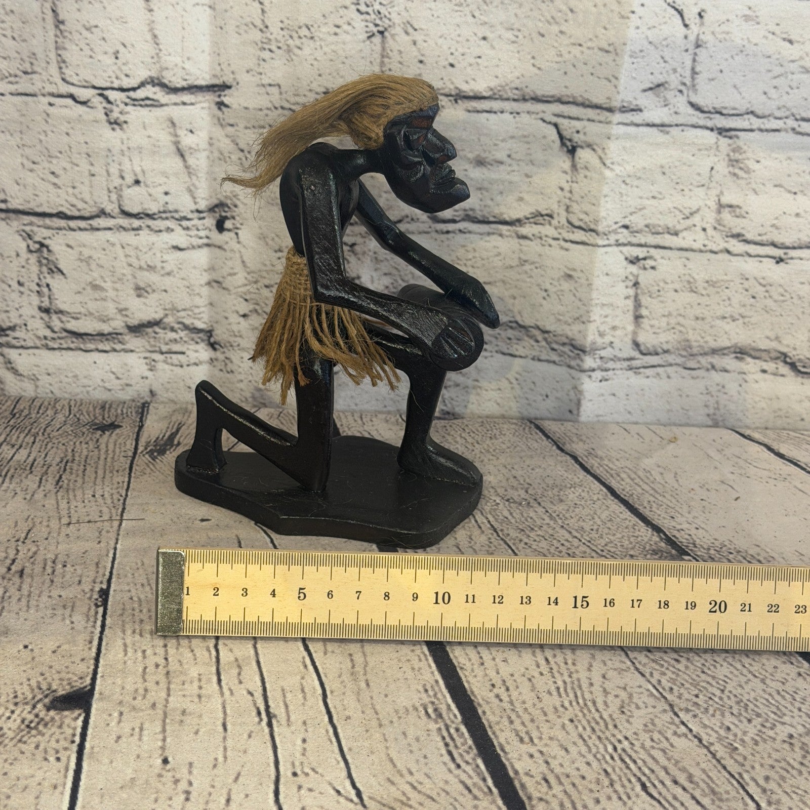 15cm Kneeling Bongo African Tribal Warrior Man Figure Statue Wood Hand Carved6