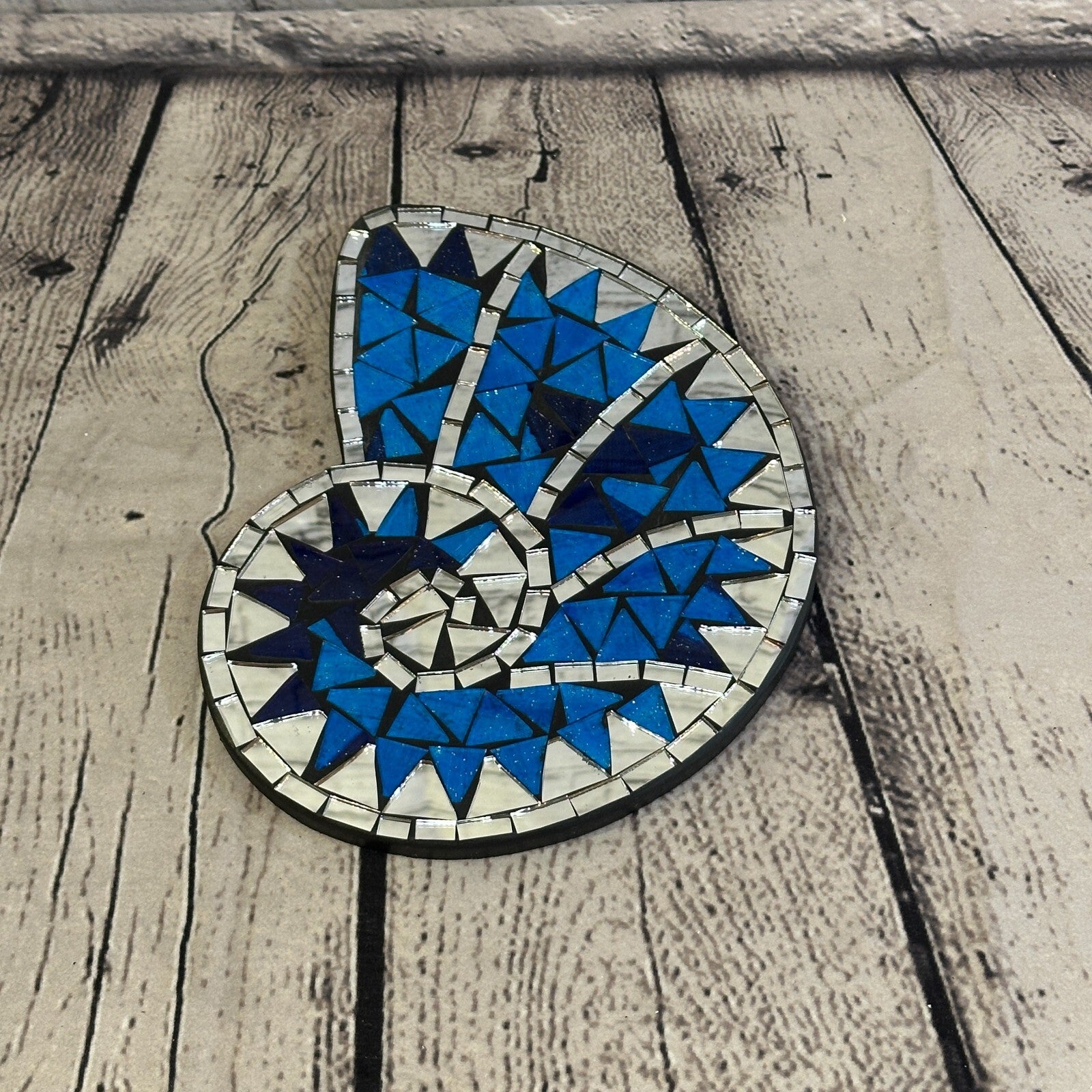 Blue Nautilus Shell Mosaic Tile Wall Mirror 20cm x 15cm Handmade New3