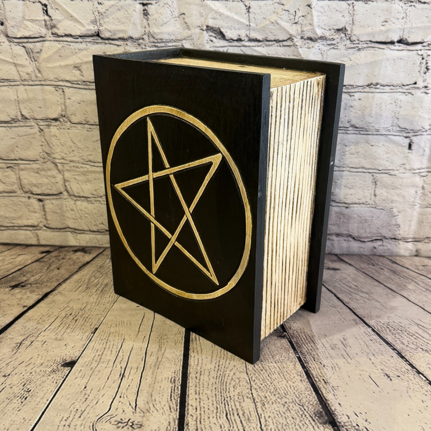 30cm x 24cm x 15cm Book Wood Gothic Pentagram Skull Coffin Jewellery Trinket Box1