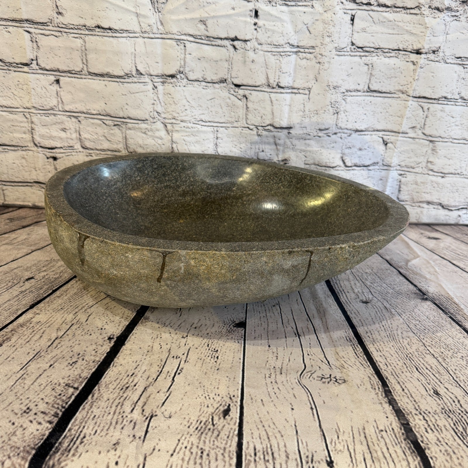 41cm x 30cm Wash Basin Bathroom Counter Top Washing River Stone Bowl Sink No 102