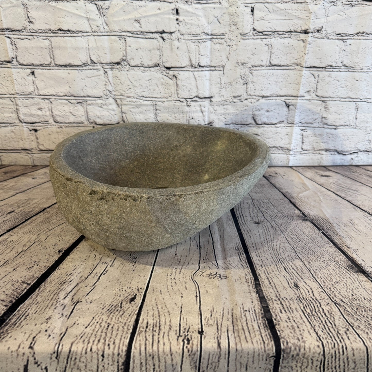 33cm x 29cm Wash Basin Bathroom Counter Top Washing River Stone Bowl Sink No 20