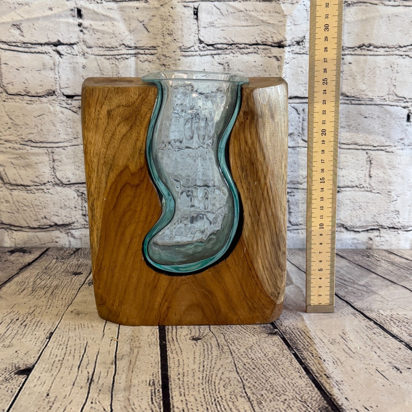 25cm Tall Block Vase Colour Melted Glass Wood Decorative Vase Glass Sculpture5