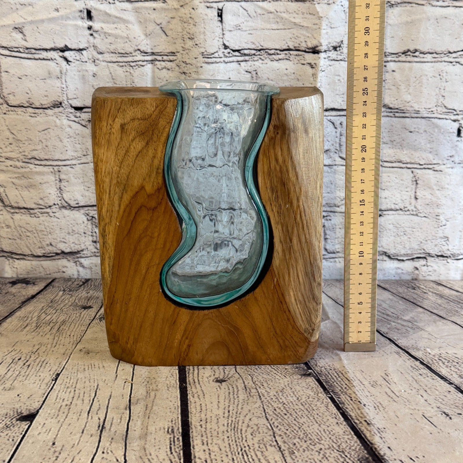 25cm Tall Block Vase Colour Melted Glass Wood Decorative Vase Glass Sculpture5