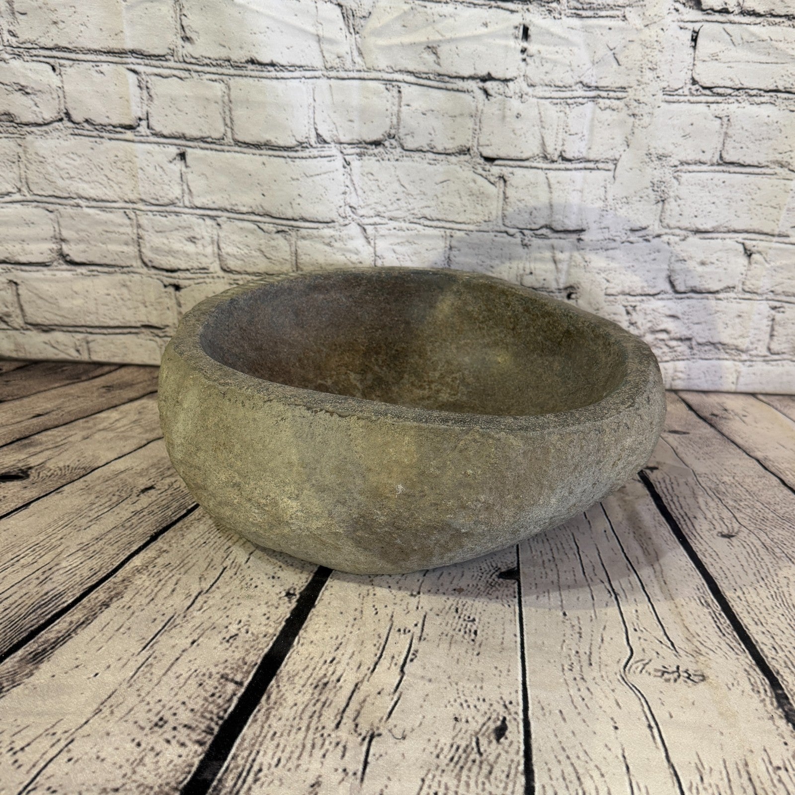 31cm x 27cm Wash Basin Bathroom Counter Top Washing River Stone Bowl Sink No 342