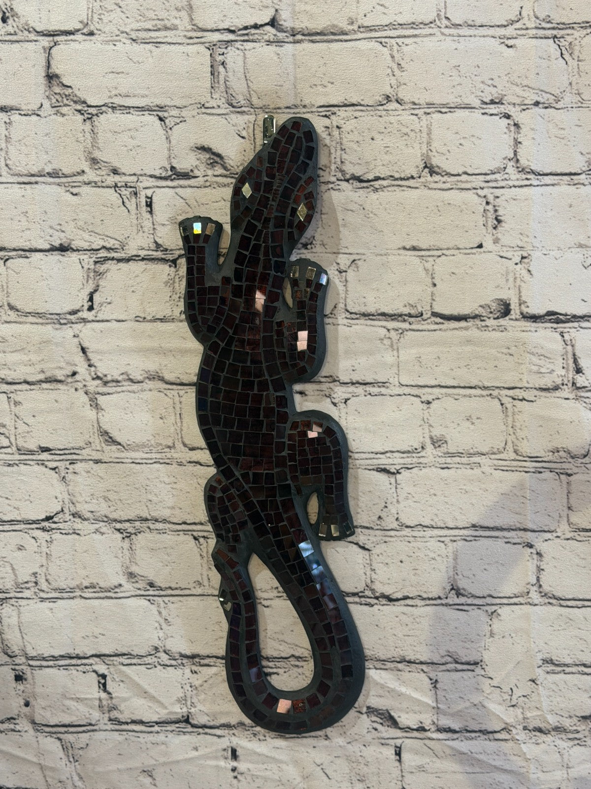 50cm Gecko Purple Mosaic Wall Hanging Wooden Ornaments Wood Carving2