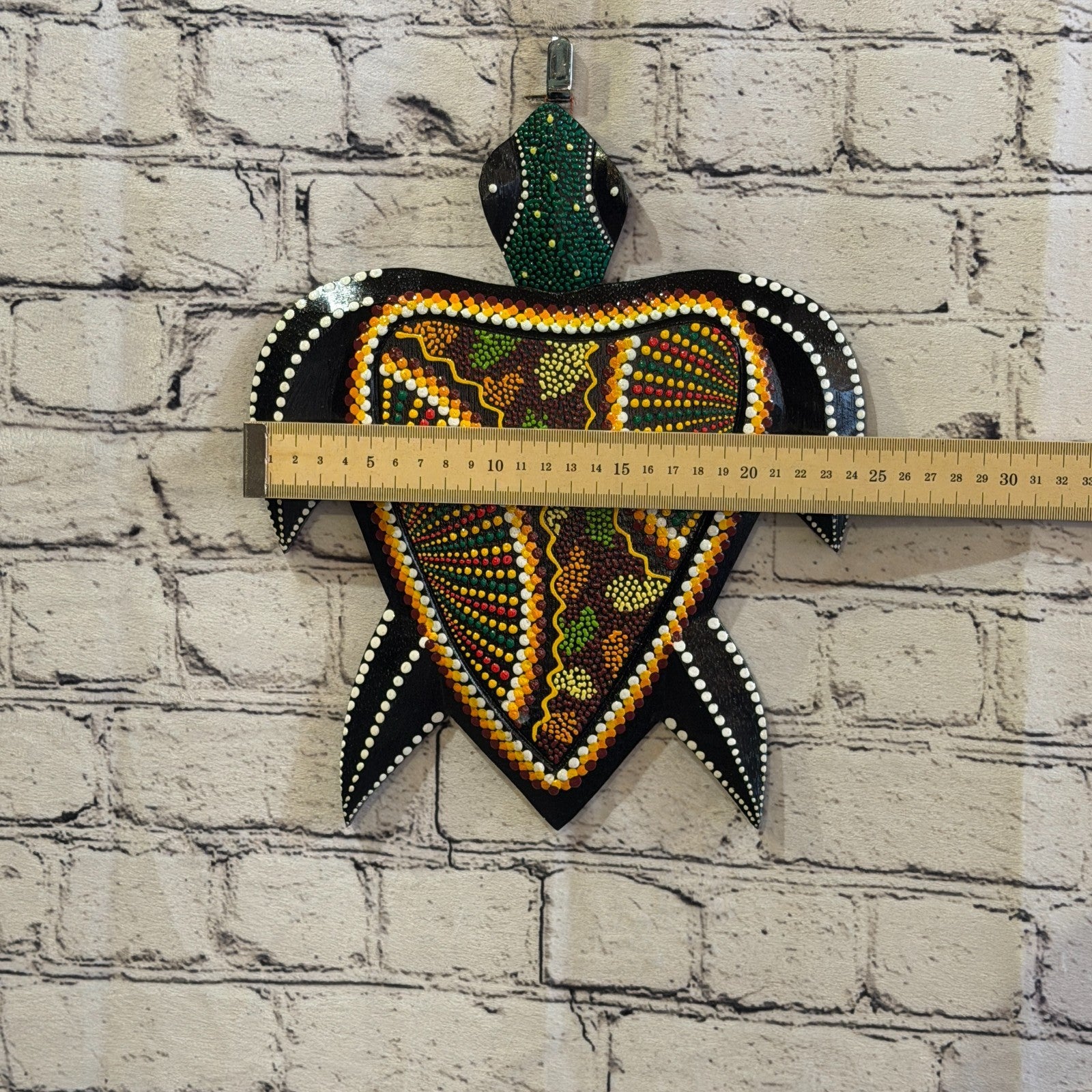 25cm Turtle Carved Wooden Dot Painted Ethnic Tribal Tiki Wall Art No 4 New3