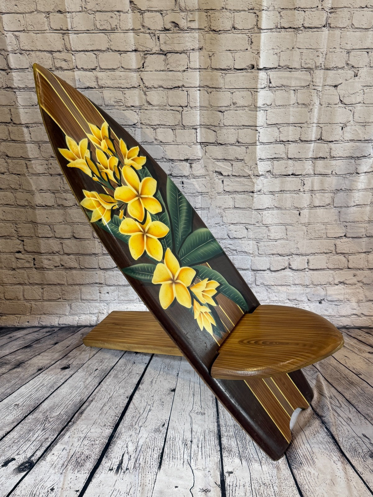 120cm Painted Surf Board Shape African Birthing Chair Hand Carved Wooden Tribal2