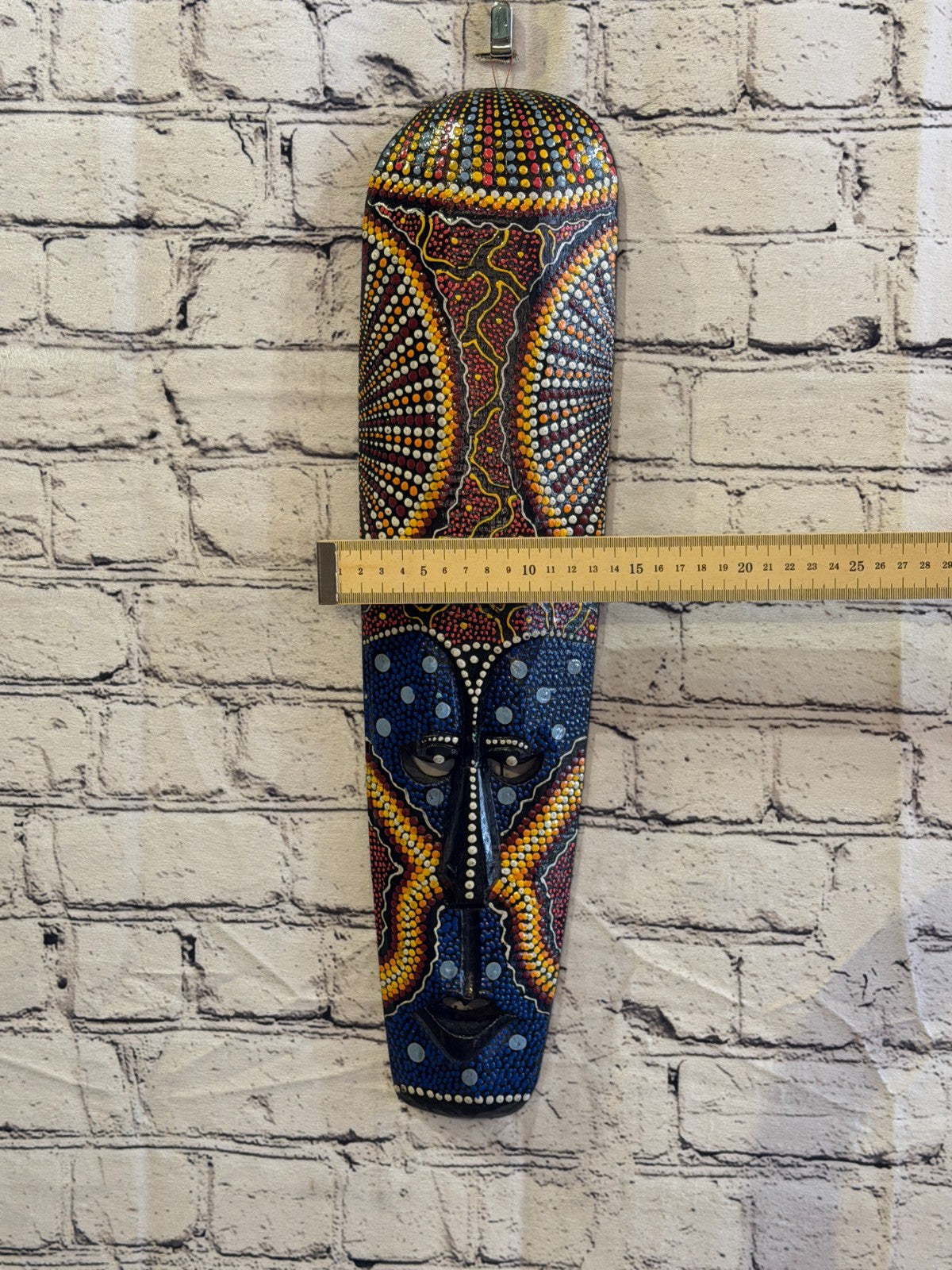 50cm Mask Carved Wooden Dot Painted Ethnic Tribal Tiki Wall Art No 2 New3