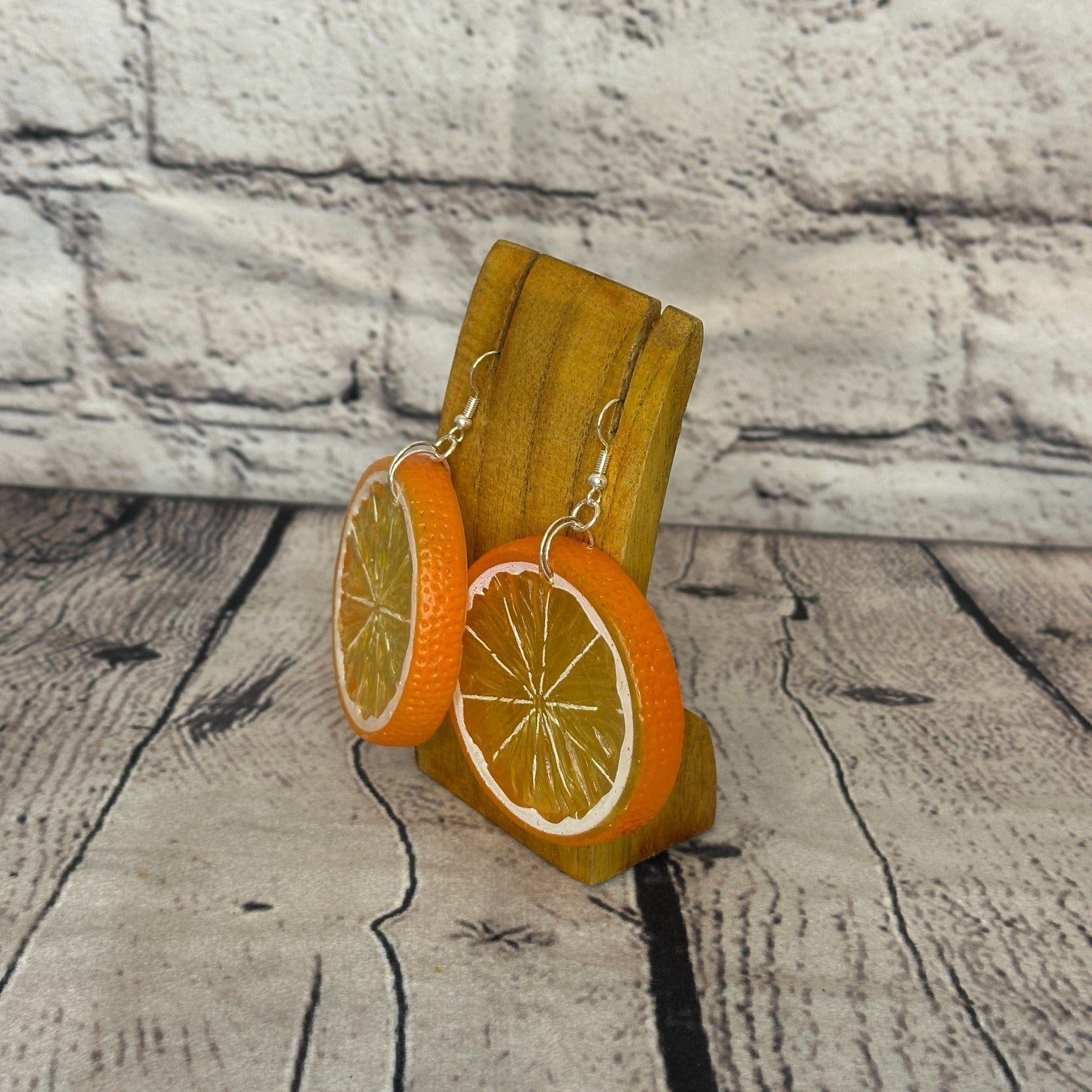 Orange Slices Plastic Novelty Party Dangle Drop Earrings Handmade UK Jewellery1