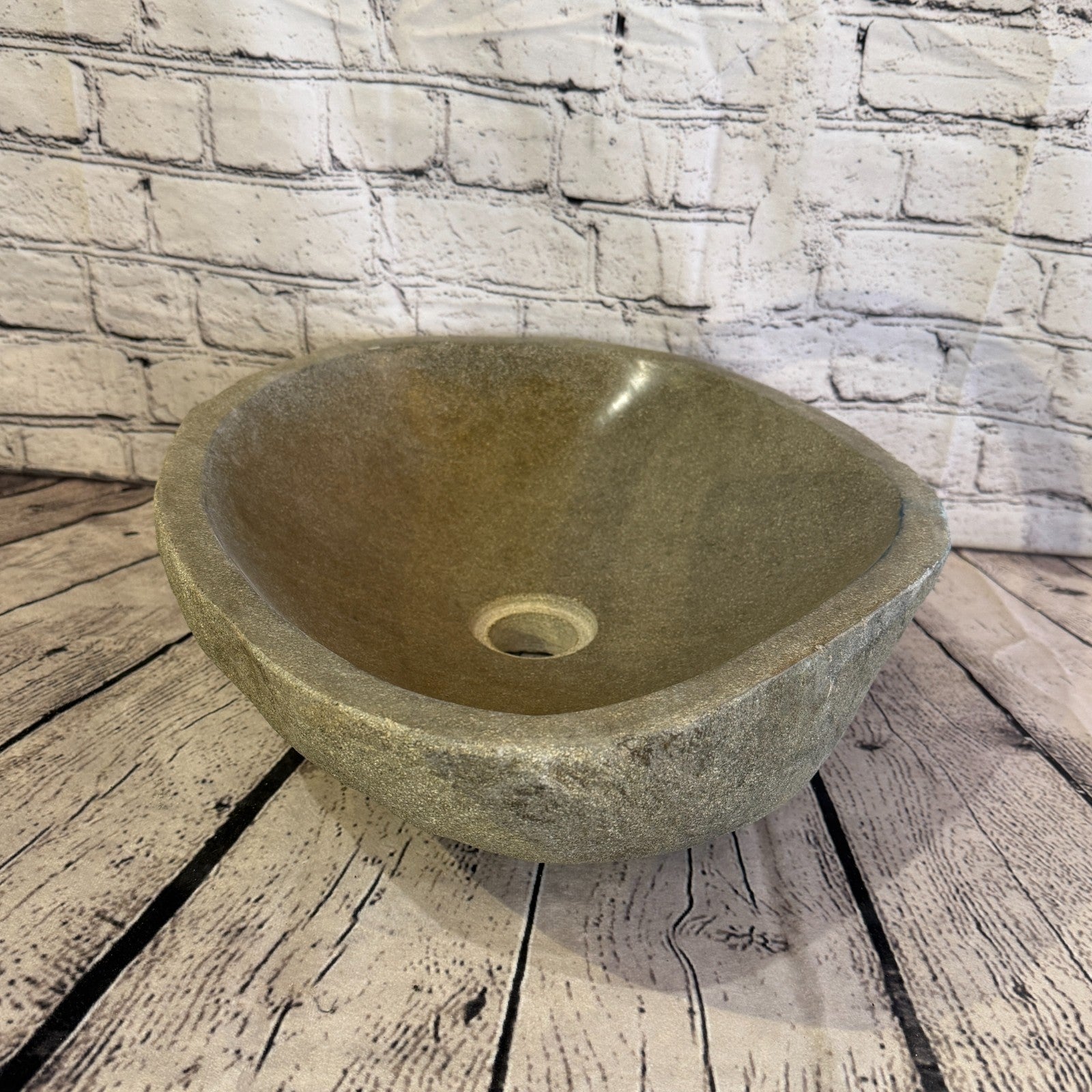 43cm x 35cm Wash Basin Bathroom Counter Top Washing River Stone Bowl Sink No 363