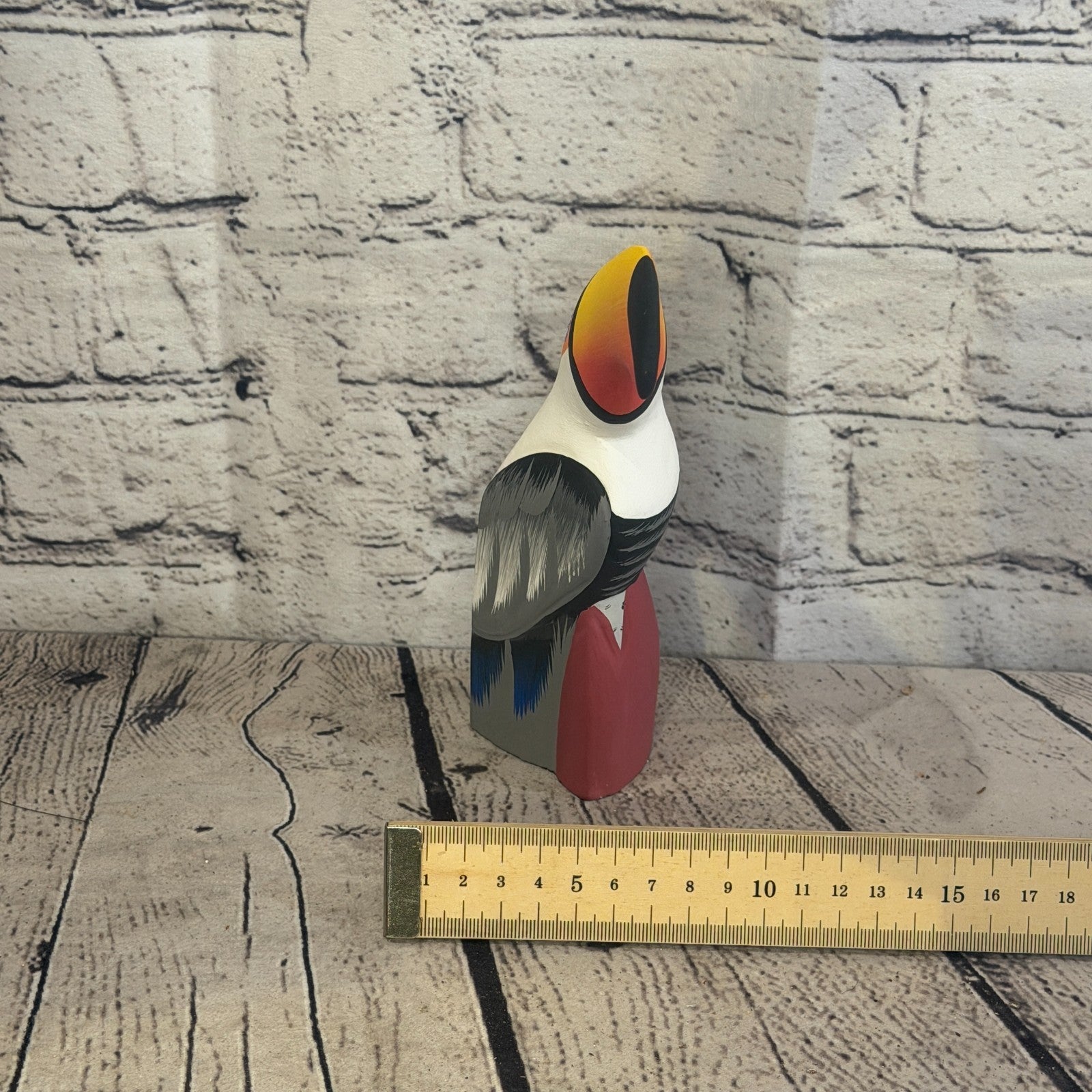 15cm Black White Toucan Bird Ornament Statue Fair Trade Hand Made Carved Wood7