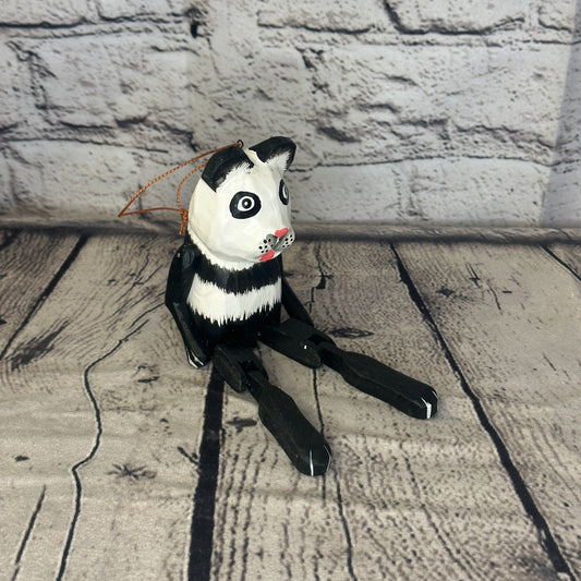 10cm Bright Panda Sitting Animal, Wooden Shelf Ornament Handmade and Fairtrade0