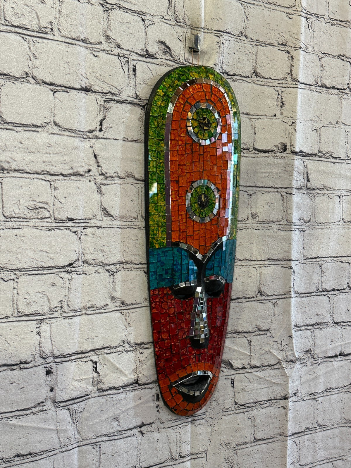 50cm Mosaic Mirror Mask Carved Painted Ethnic Tribal Wall Art Handmade Design 20