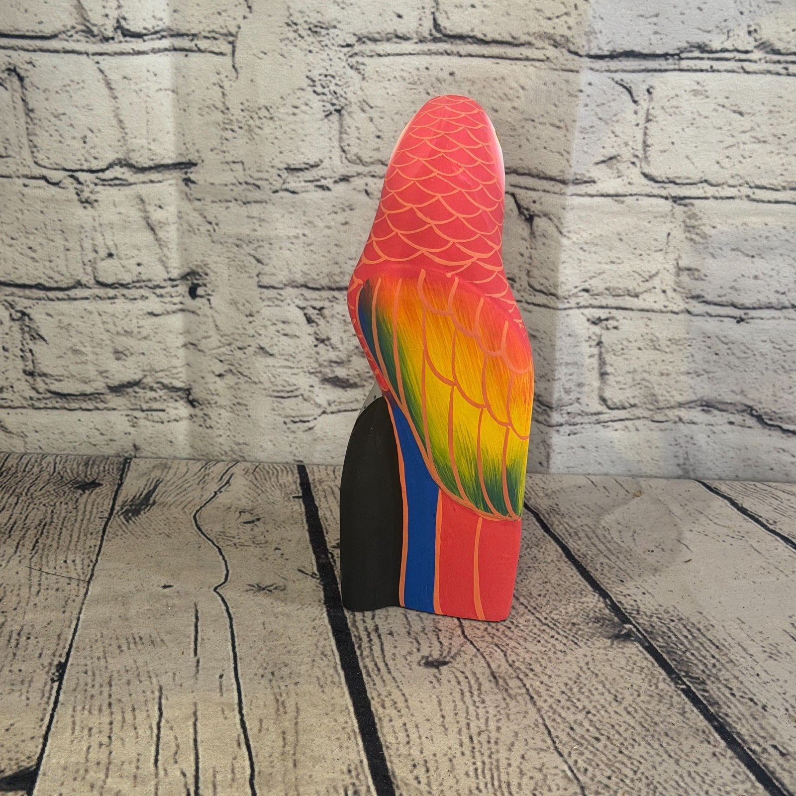 20cm Bright Red Parrot Bird Ornament Statue Fair Trade Hand Made Carved Wood4