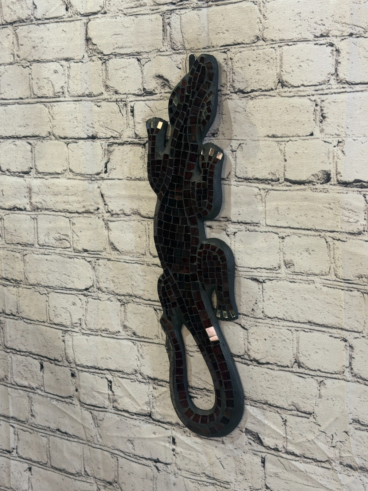 50cm Gecko Purple Mosaic Wall Hanging Wooden Ornaments Wood Carving1