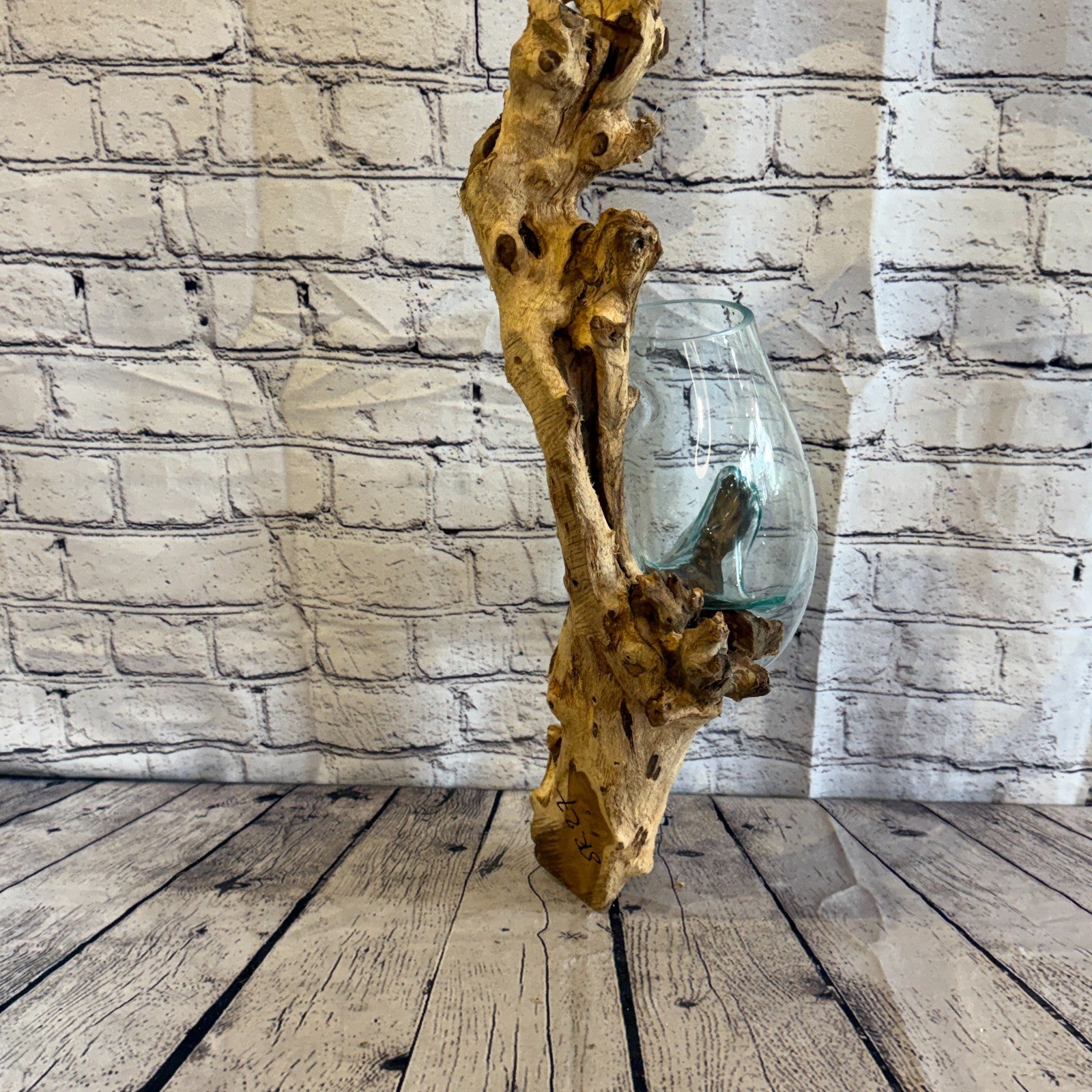 55cm Tall Wall Hanging Colour Melted Glass Wood Decorative Vase Glass Sculpture3