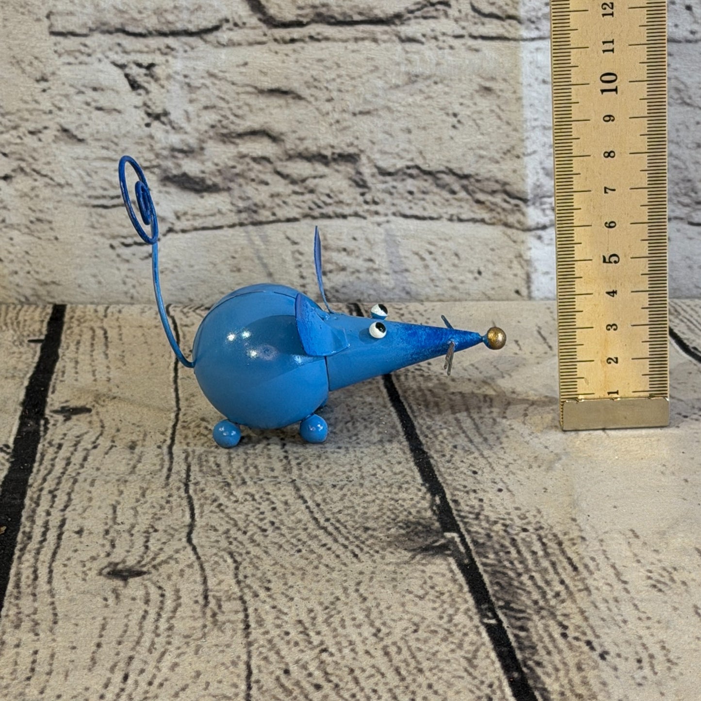 10cm x 8cm Small Colourful Blue Mouse Rat Metal Tin Standing Ornament Statue5