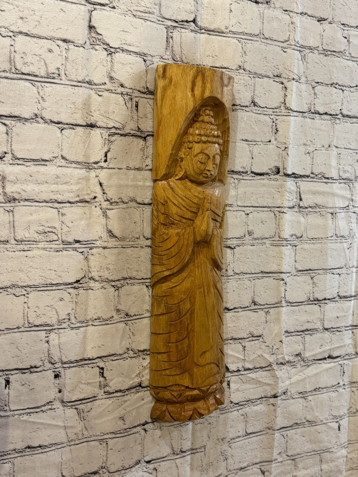 Thai Buddha 50cm Hand Carved Wizard Tree Trunk Wood Fairtrade1