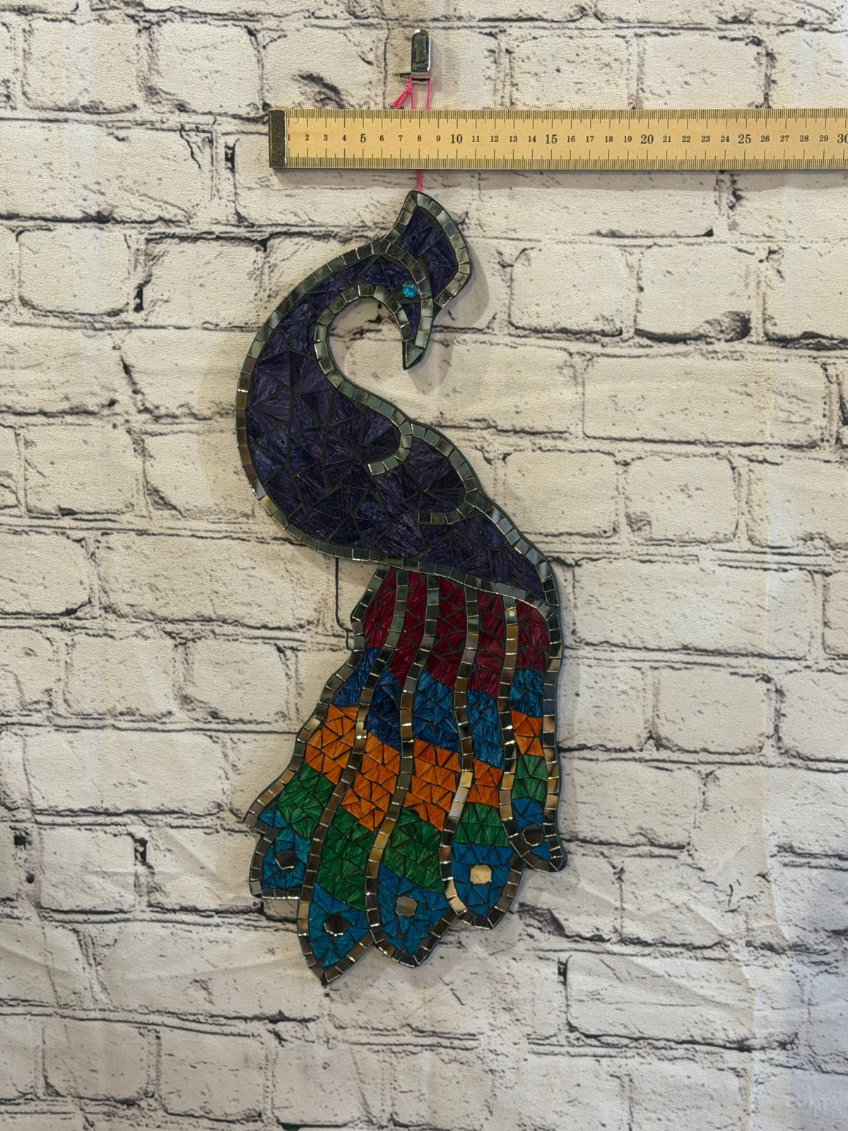 Rainbow Purple Peacock Mosaic Tile Wall Mirror 45cm x 20cm Handmade New3