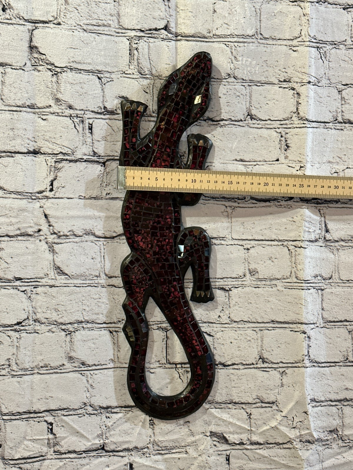 50cm Gecko Cherry Red Mosaic Wall Hanging Wooden Ornaments Wood Carving3