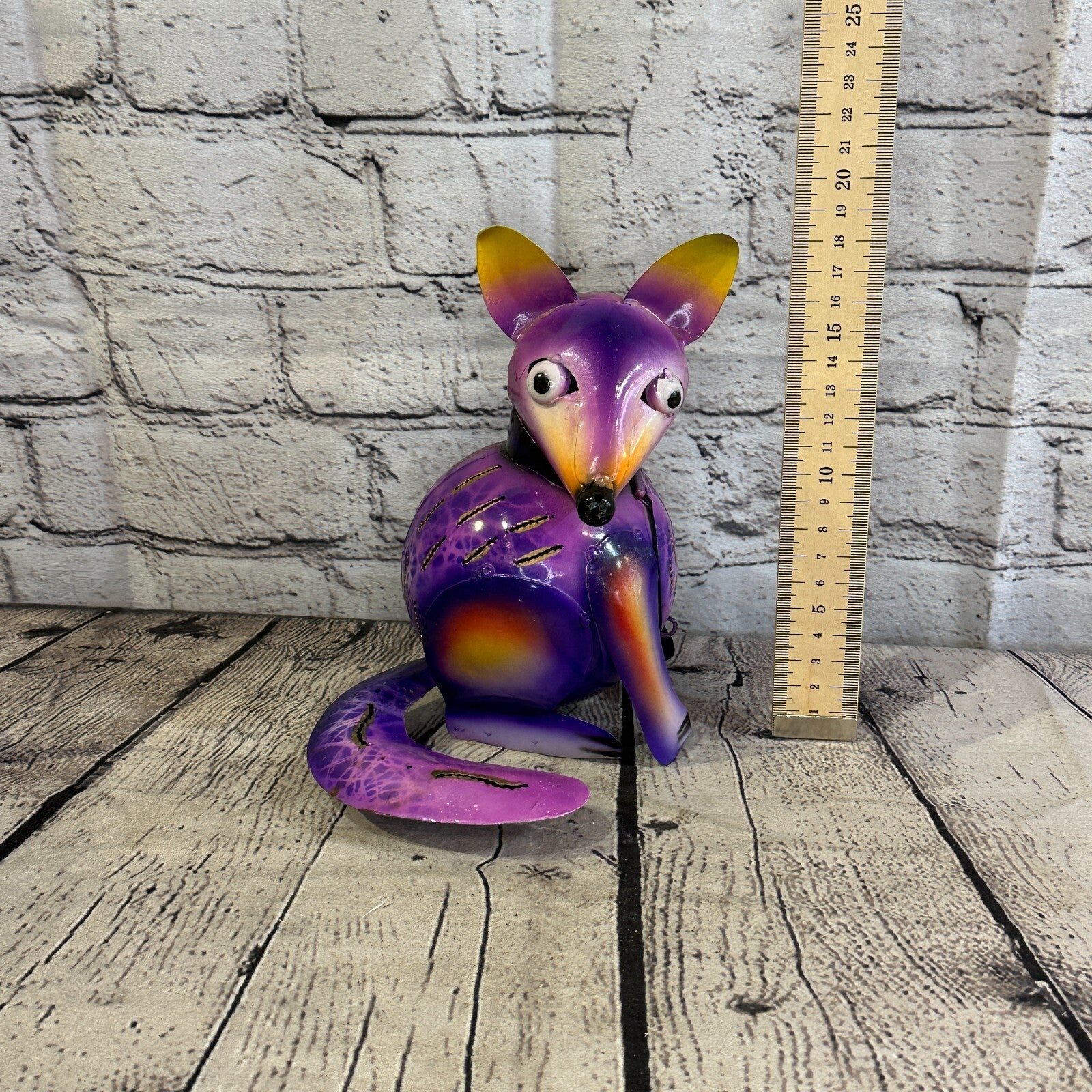 18cm x 14cm Purple Colour Fox Cartoon Ornament Painted Statue Candle Holder6