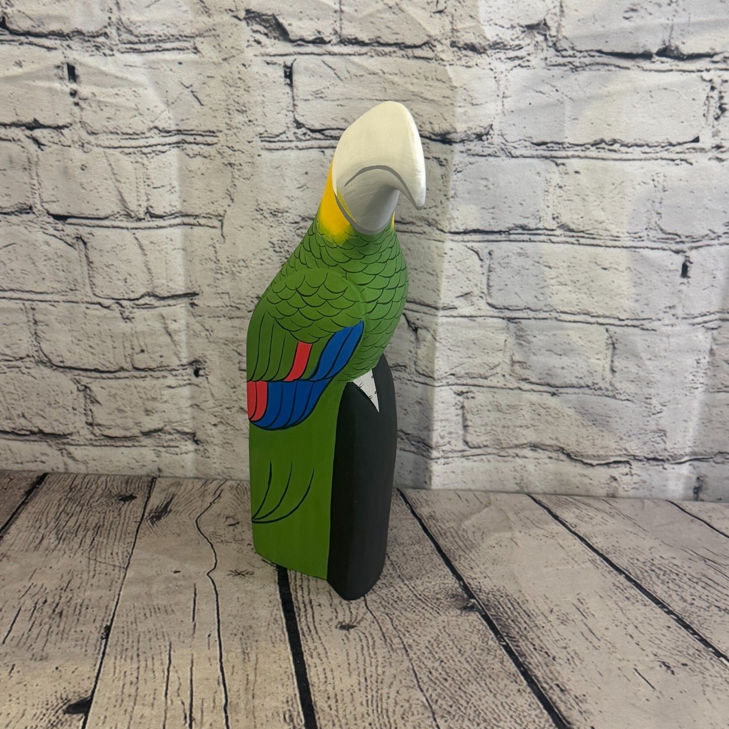 30cm Bright Green Toucan Bird Ornament Statue Fair Trade Hand Made Carved Wood1