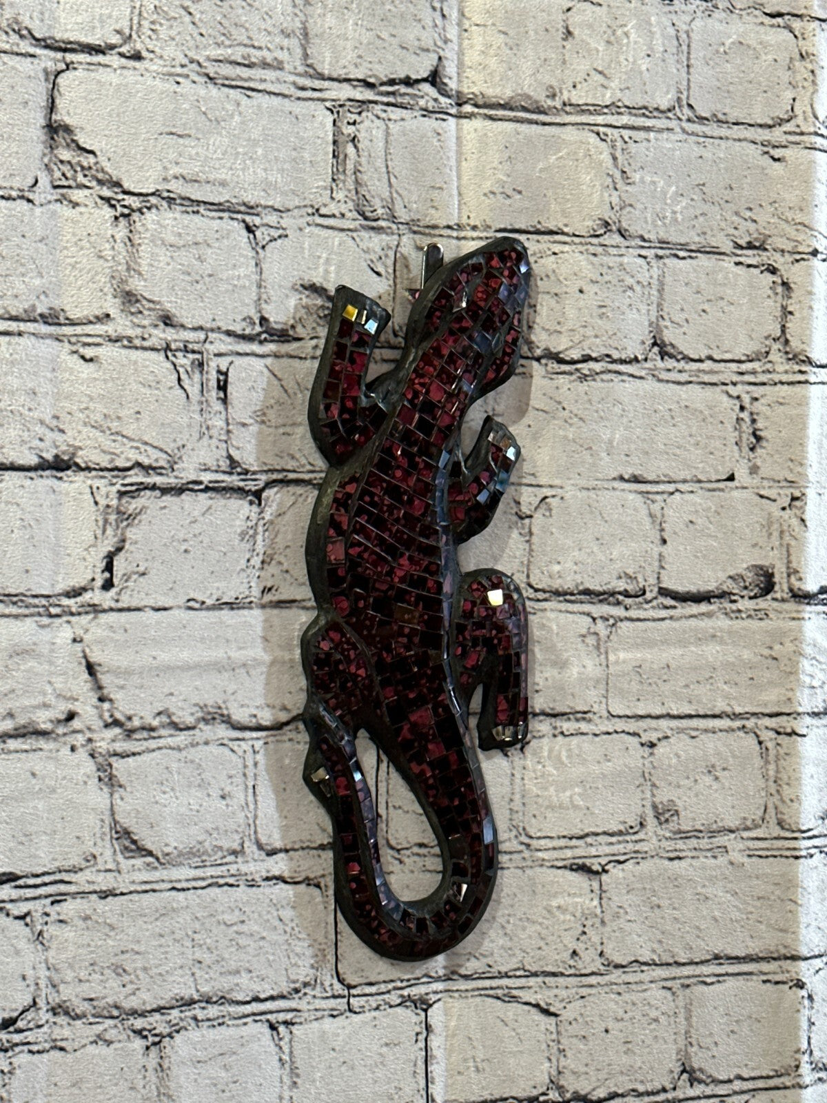 30cm Gecko Cherry Red Mosaic Wall Hanging Wooden Ornaments Wood Carving0