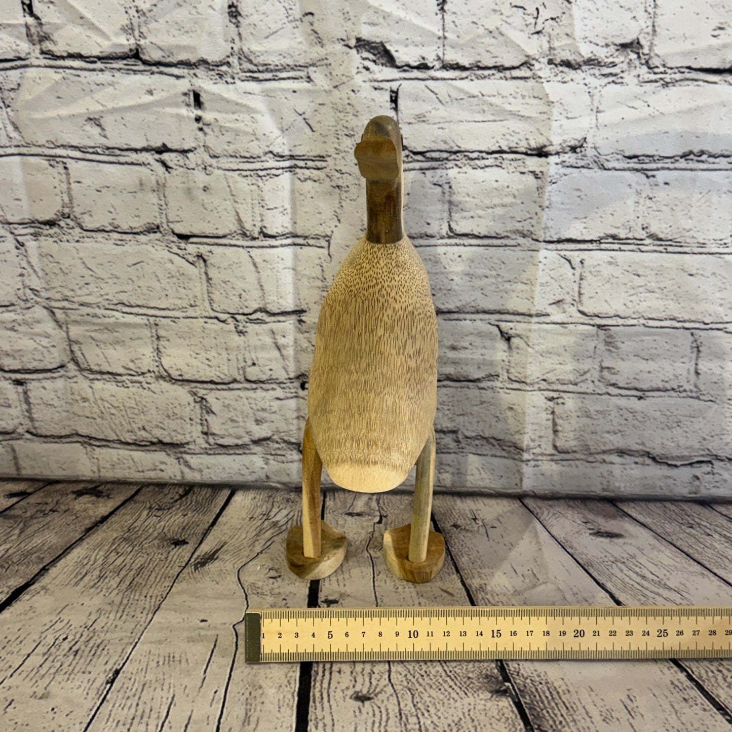 Looking Back 30cm Tall Wooden Smooth Duckling Baby Duck Bamboo Root Fairtrade8